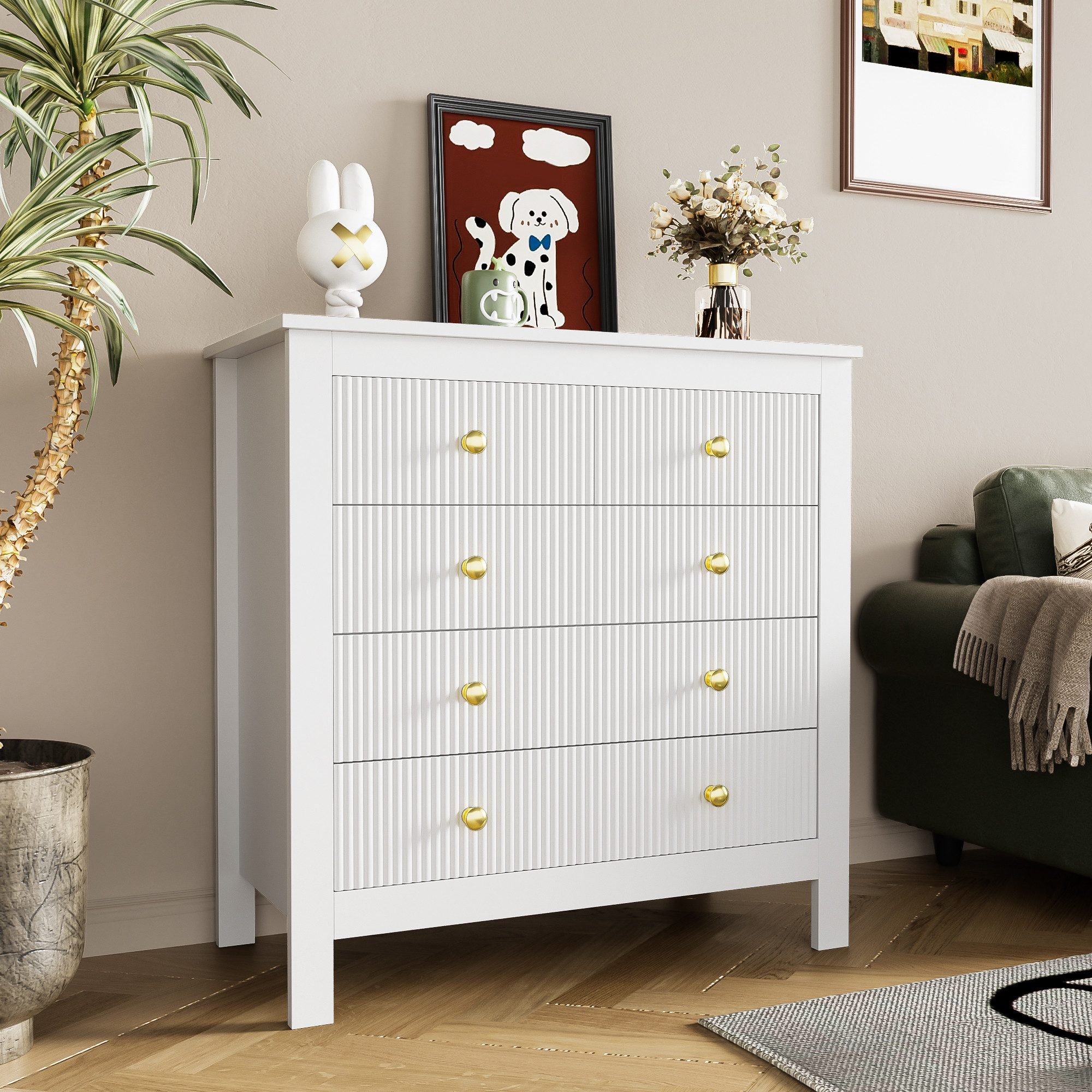 Fine Life Pro Sideboard Sideboard, Kommode mit Spezialtüren, Goldgriffen