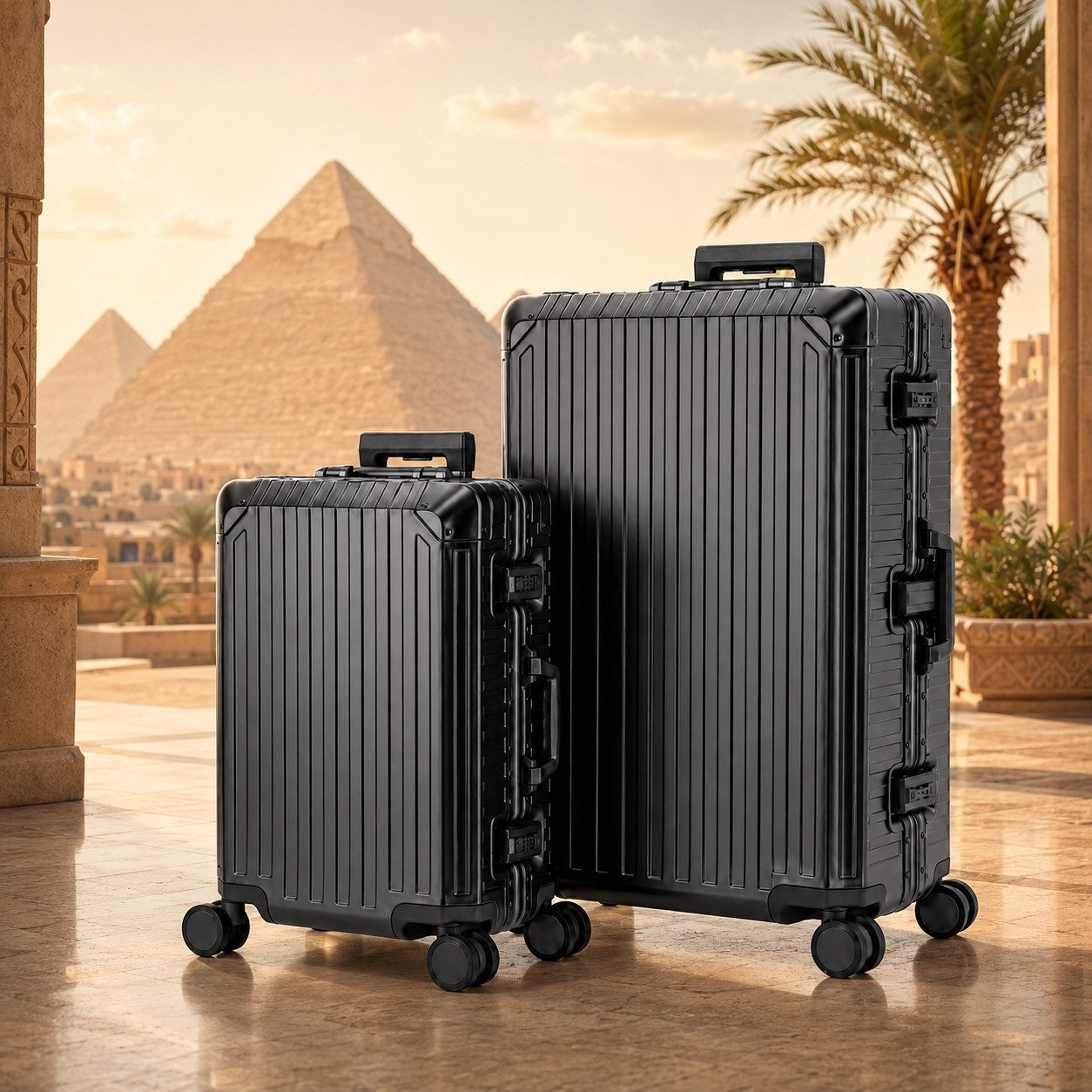 Travelhouse Kofferset 100% Aluminium TOKYO - verschiedene Farben, 4 Rollen, (2 tlg., S+XL), Zipperless - Kein Reißverschluss, TSA Zahlenschloss, Nassfach