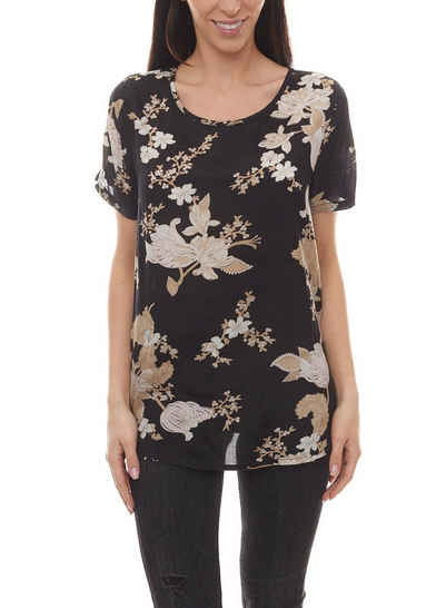 KAFFE Schlupfbluse »KAFFE Schlupf-Bluse gut kombinierbare Damen Sommer-Bluse mit Blumenprint Freizeit-Shirt Schwarz«