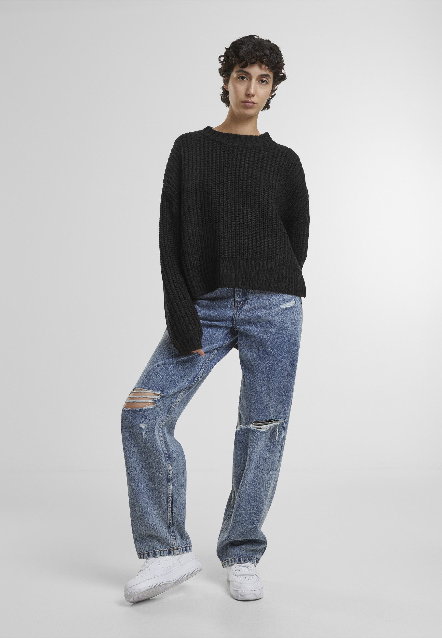 URBAN CLASSICS Rundhalspullover Urban Classics Ladies Wide Basic Oversized Sweater (1-tlg)