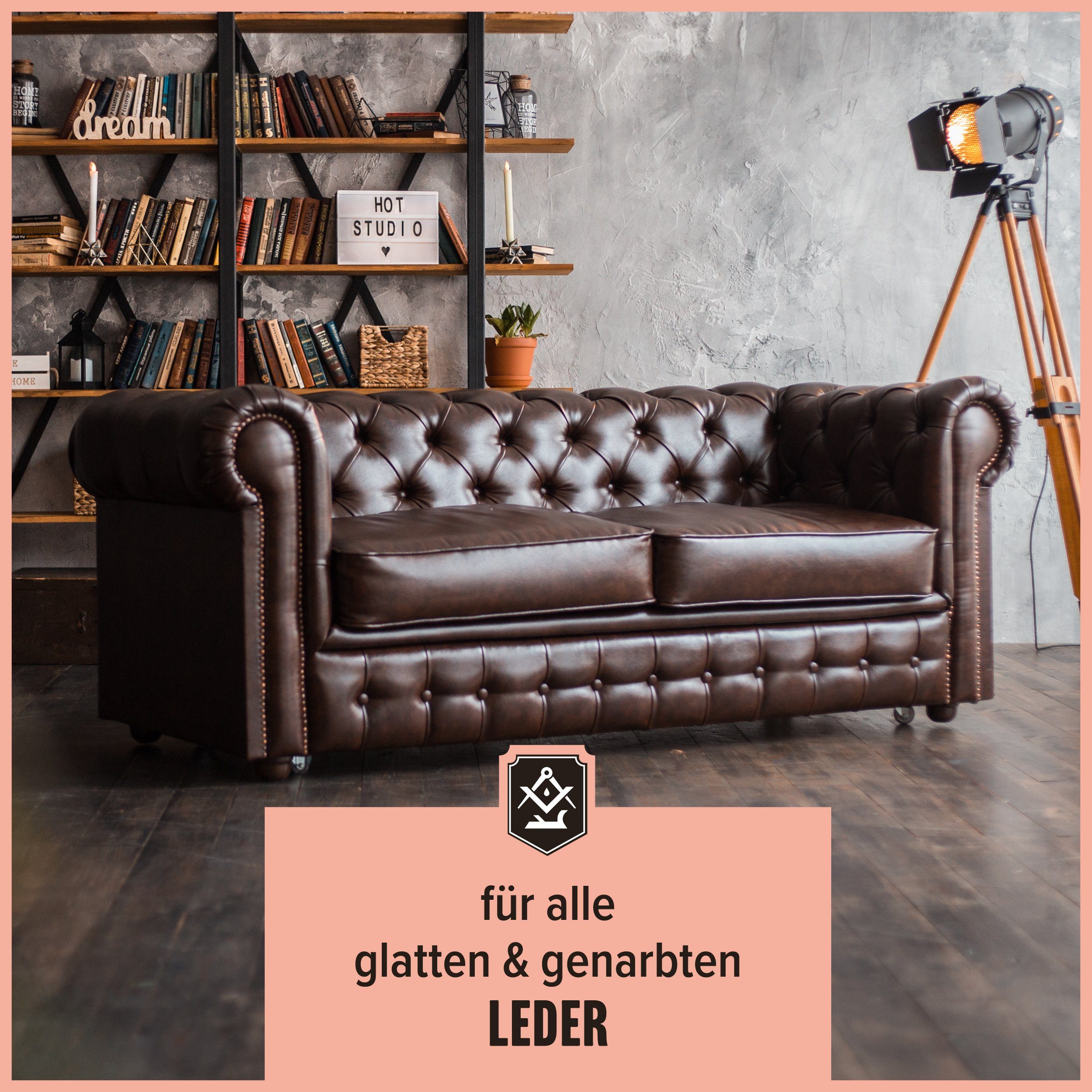 Schrader Leder Pflege zum zweiteiliges in + Set Glattleder Made Germany) (zur Schutz von - Baumwolltuch einfachen und Pflege Lederreiniger Balsam 