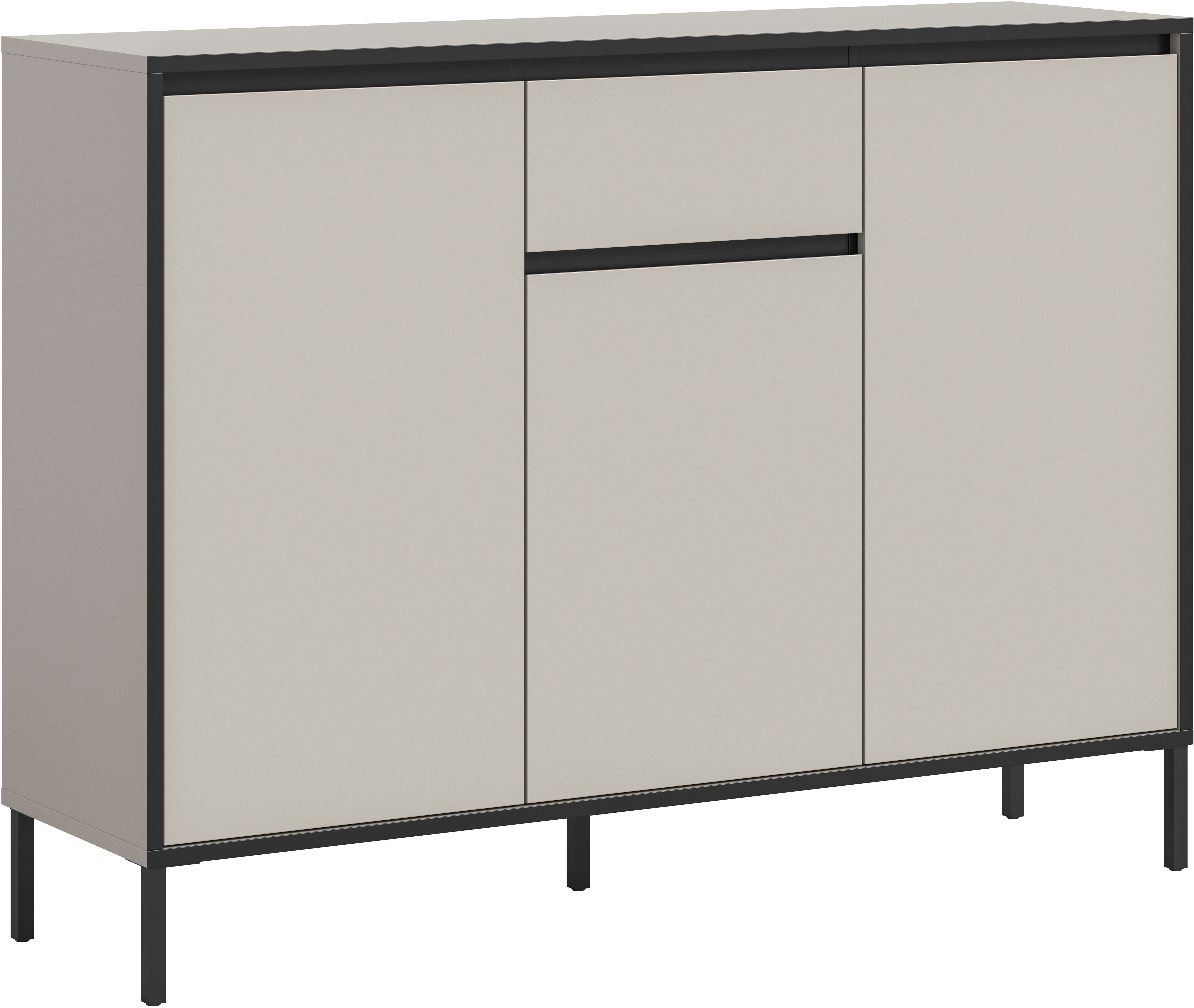 Home affaire Sideboard NORT, Höhe: 101cm, mit Metall Stabfuß, 3 Türen, 1 Schubkasten, Anrichte, Kommode, Schrank, Board, Higboard