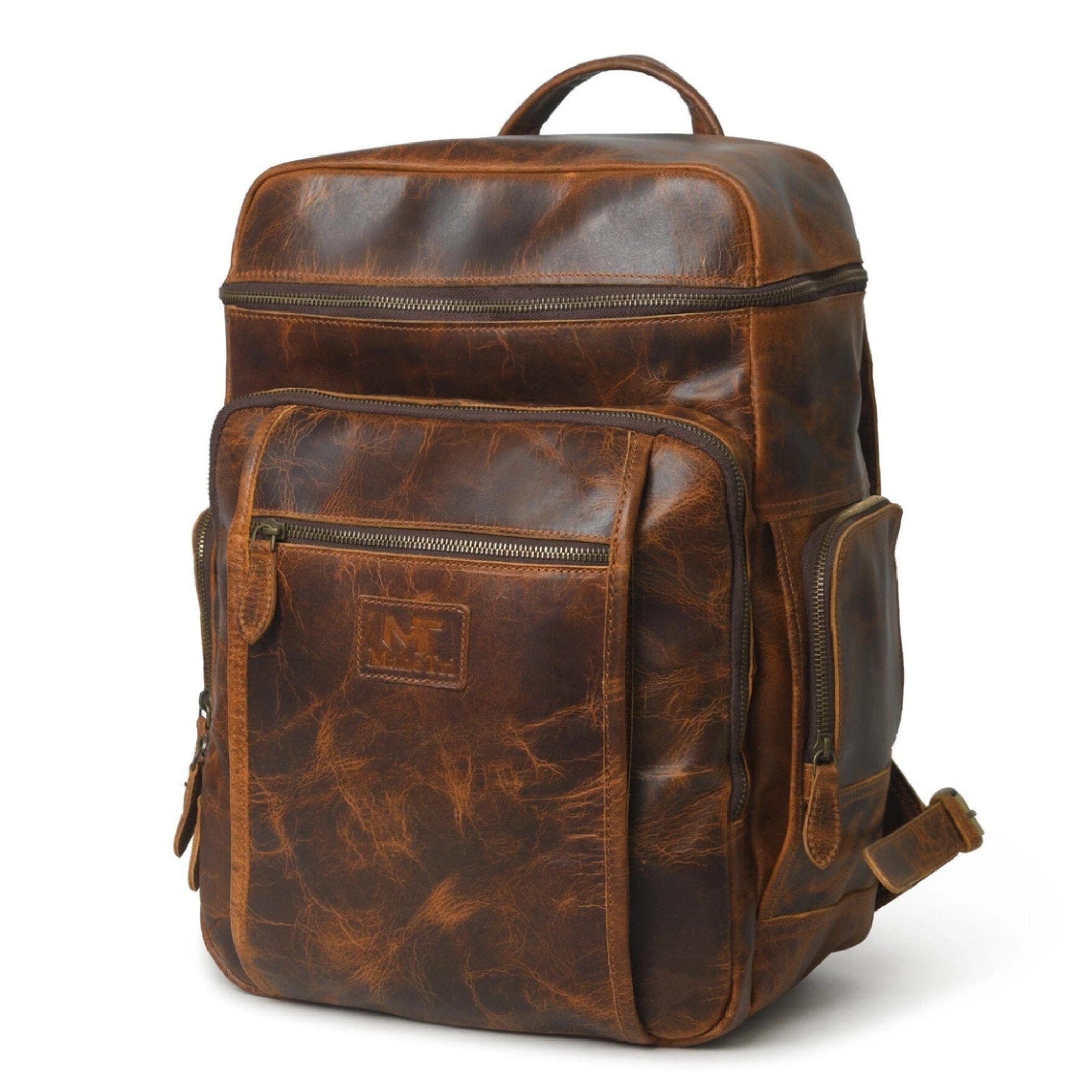 Ella Eisvogel Reiserucksack Leder Reiserucksack Herren Damen Büffelleder Vintage Laptop, Großer Leder Rucksack mit Laptopfach & viel Stauraum Reise