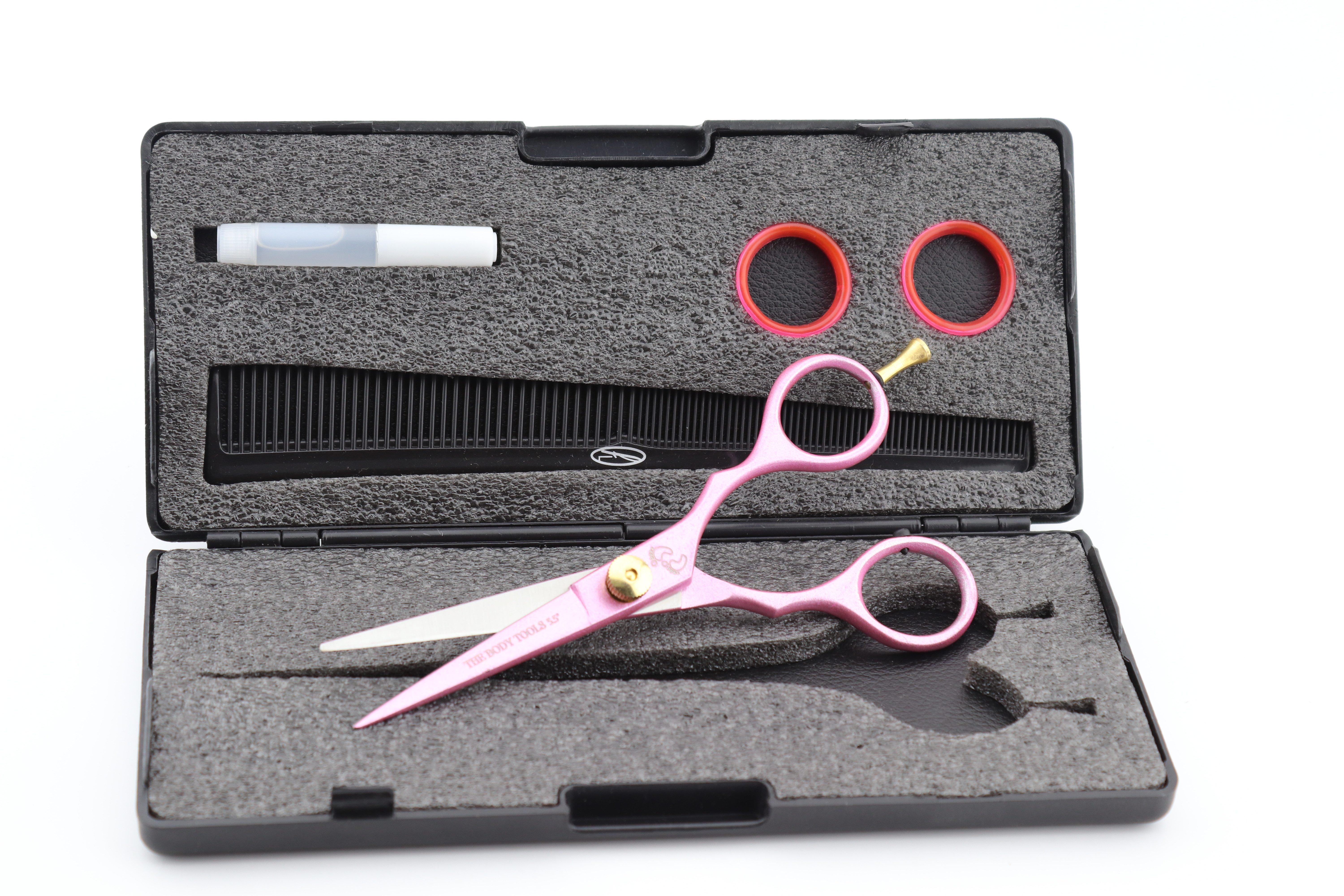 Haryali London Haarschere Friseurscheren-Set, Schneideschere am besten für Frauen 5,5 Zoll, rosa, (Set, 1-tlg., Stylingkamm + Etui – Professionelles Salon-Schönheitsscheren-Set), Bestens geeignet für professionelle Friseur- und Kosmetikscheren