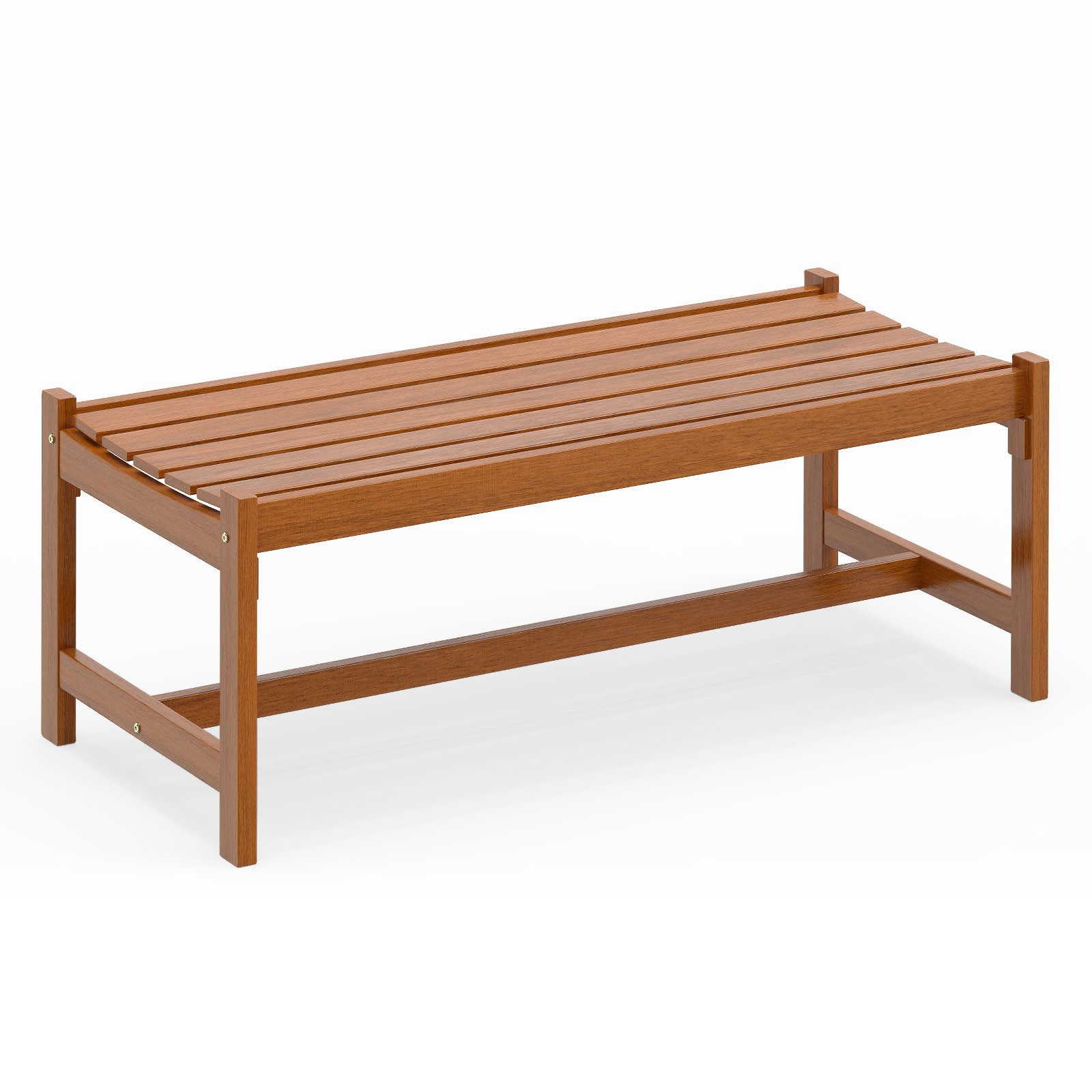COSTWAY Gartenbank (1-St), Holz Wetterfest Sitzbank ohne Lehne, 2-Sitzer 112cm