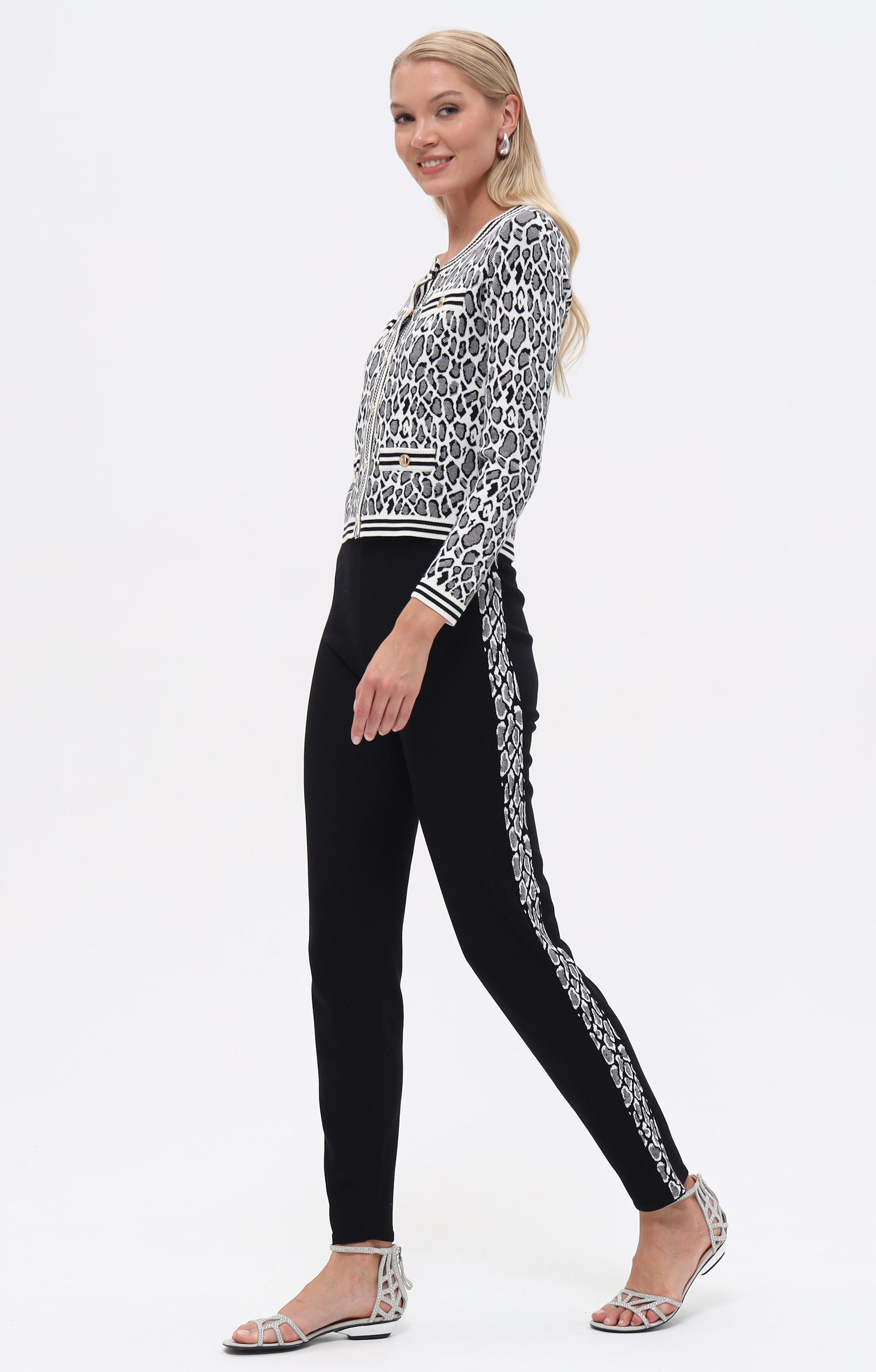 Passioni Strickhose mit seitlichen Leo Streifen günstig online kaufen