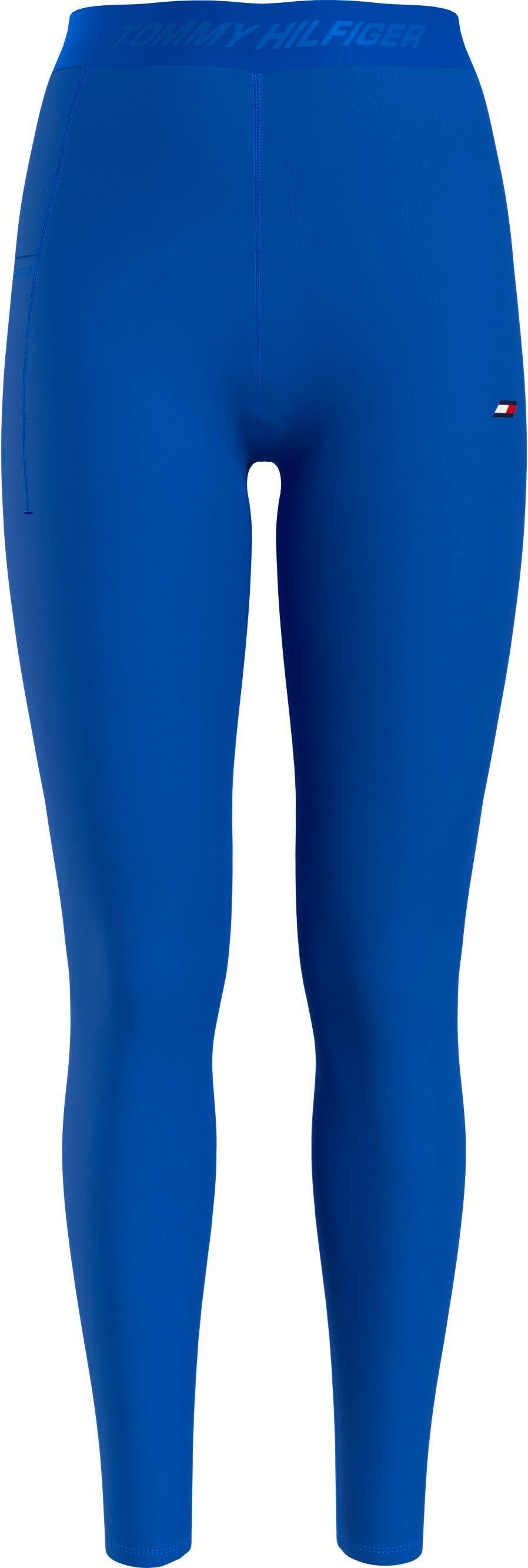 Leggings mit auf BRANDED Hosenbund LEGGING royalblau Schriftzug Tommy HW Tommy Hilfiger ESS dem Hilfiger TAPE Sport