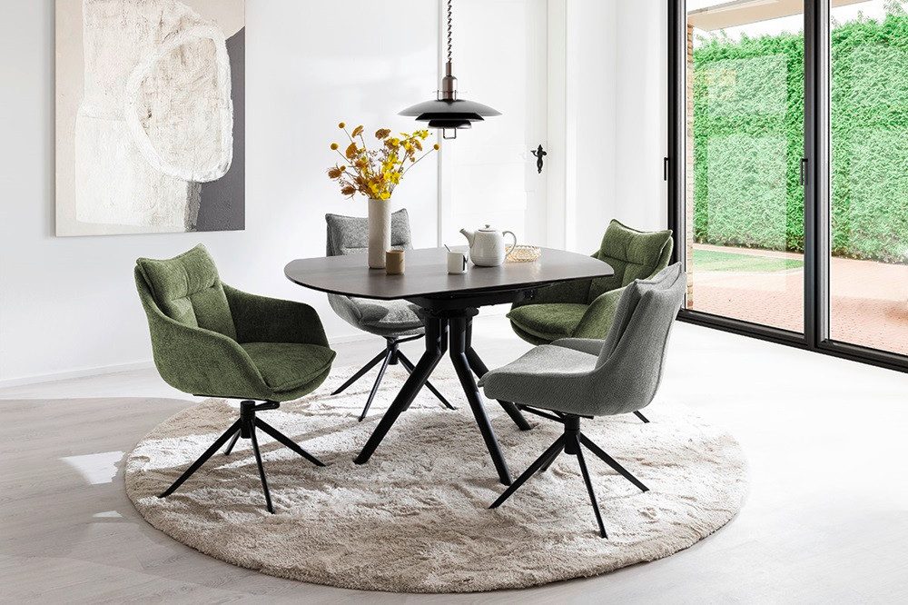 MCA furniture Esszimmerstuhl 2er Set Stuhl Parker mit Armlehnen, drehbar, grün / olive (2er-Set)