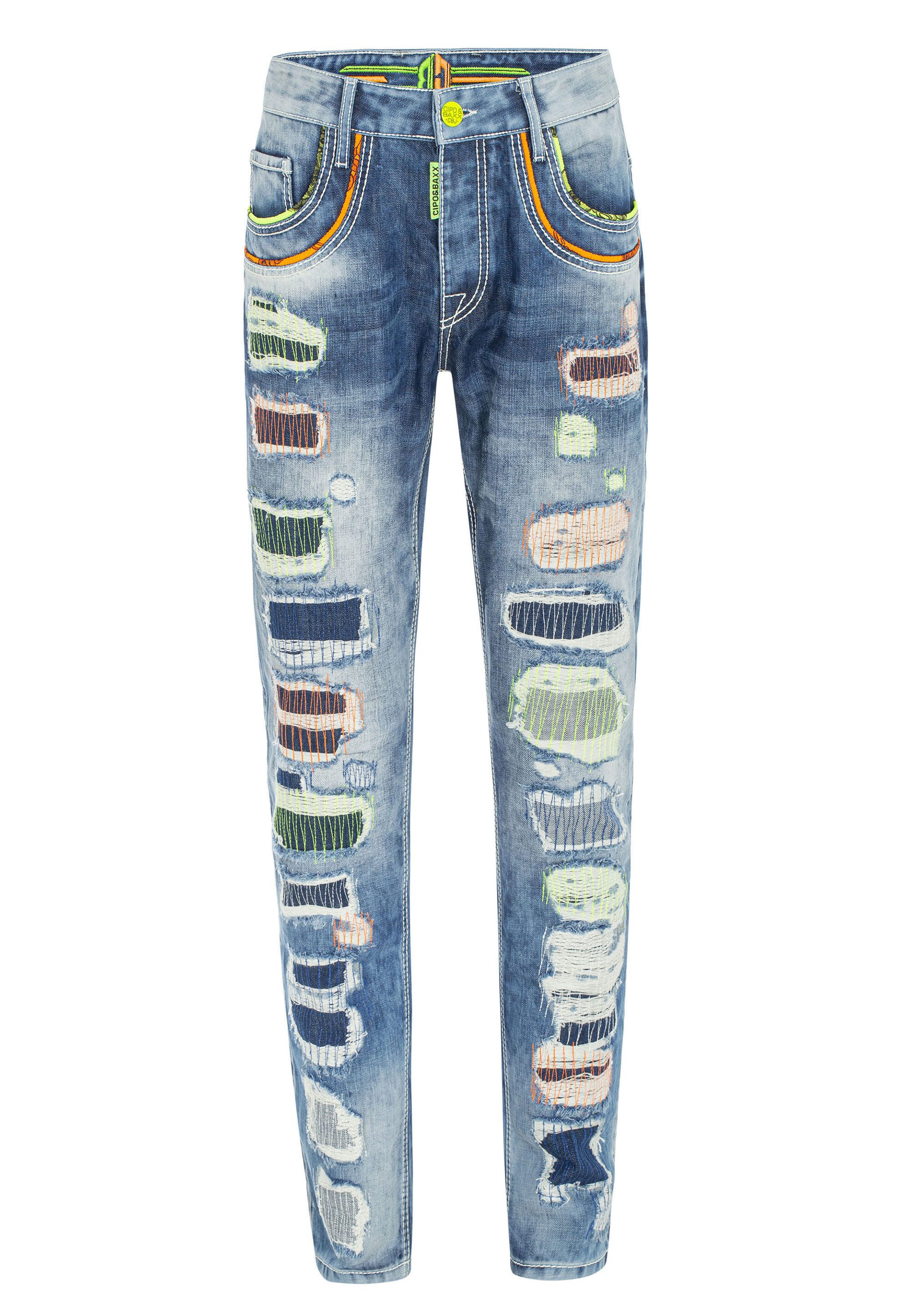 Cipo & Baxx 5-Pocket-Jeans Jeans mit farbigen Ziernähten günstig online kaufen