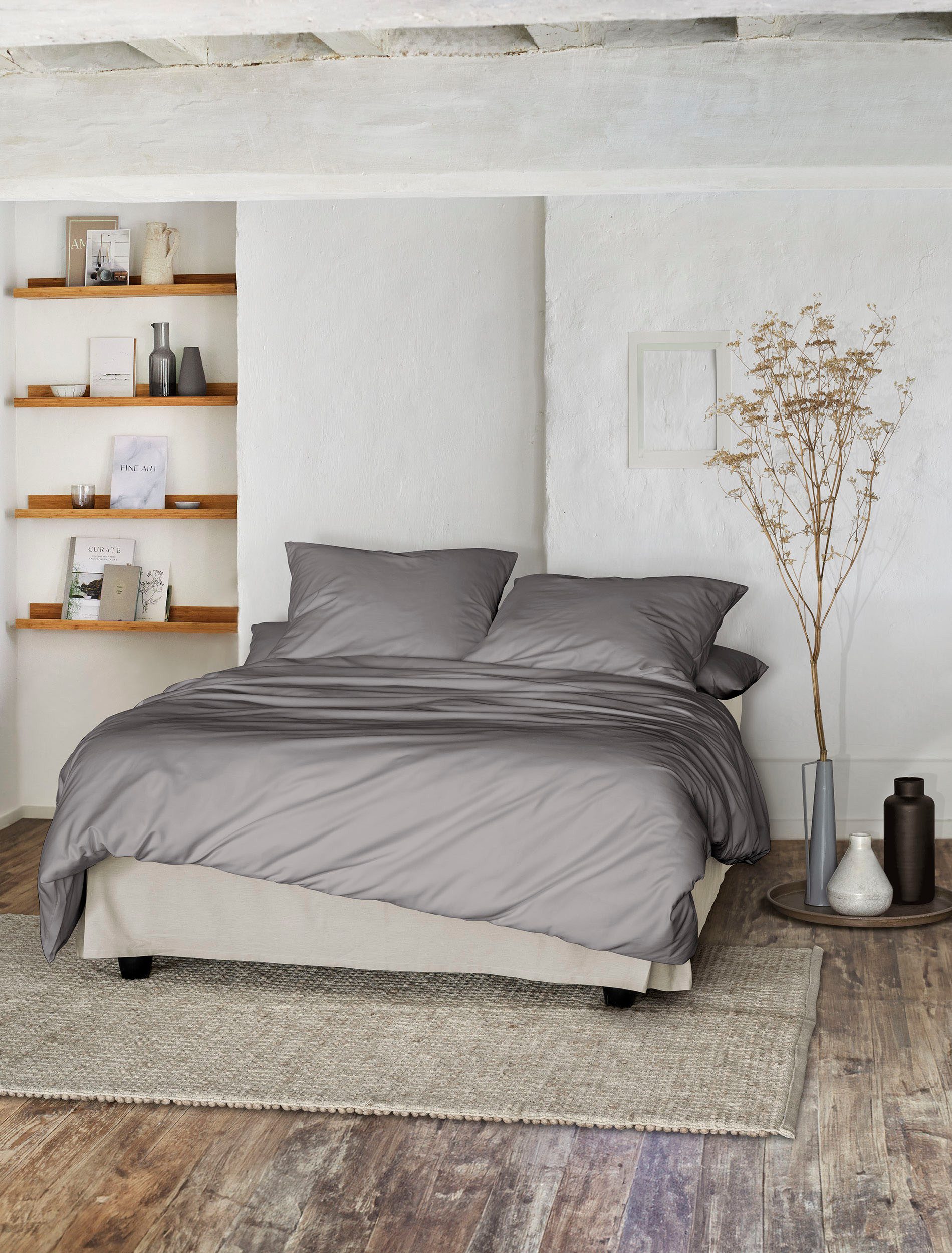 Irisette Bettwäsche Premium Satin Bettwäsche Paris, Mako-Satin, 2 teilig, hochwertige Uni Premium Bettwäsche mit Reißverschluss, 100% Baumwolle