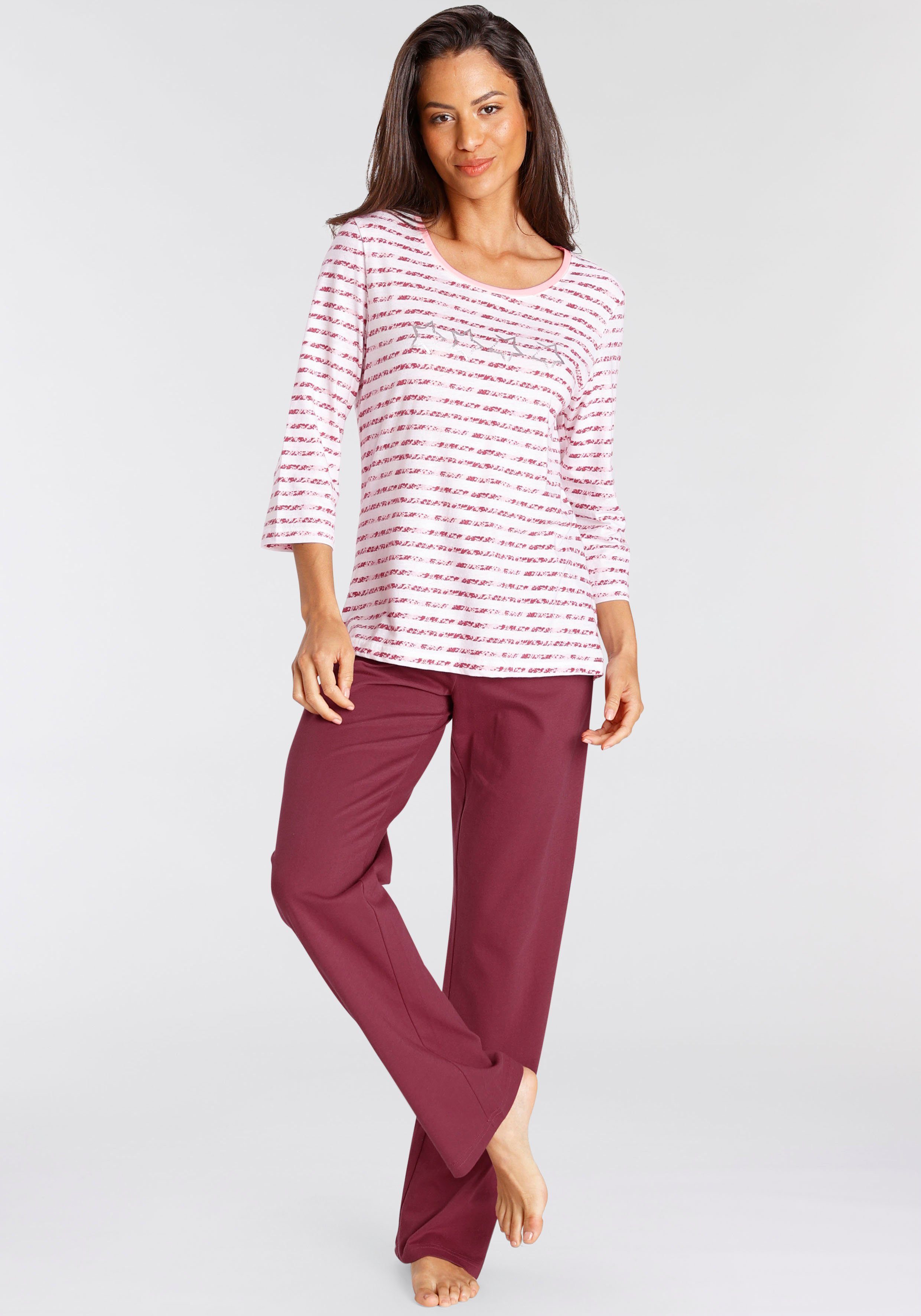 Vivance Dreams Pyjama (2 tlg) pink-rot-gestreift