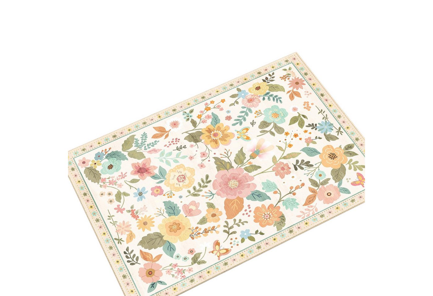 Zyronn Fußmatte Schmutzfangmatte Innen, Fussmatte, Blumenmuster, Vintage Teppiche, Eingangstürmatte für Flur Eingangsbereich Küche