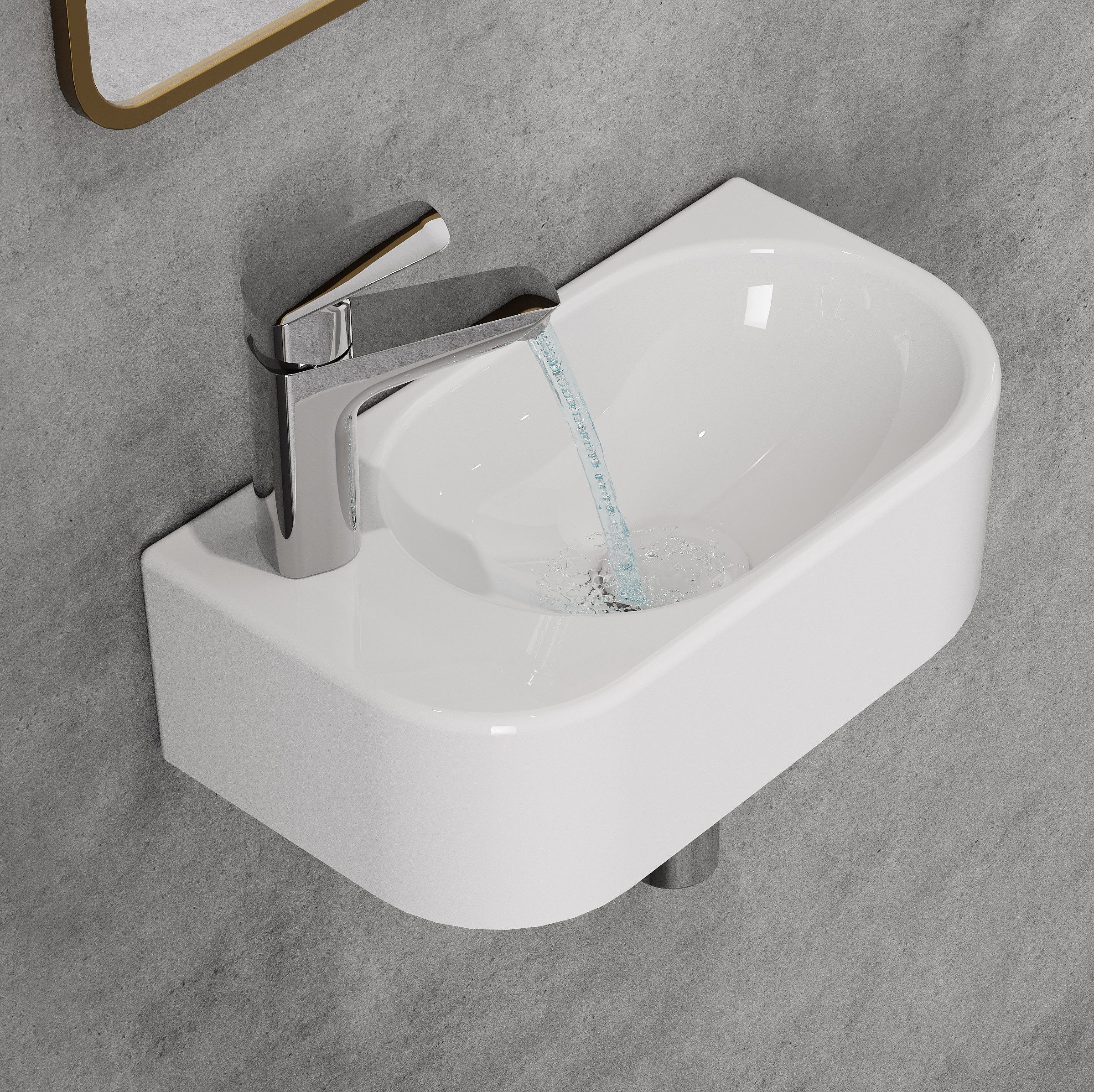 HOROW Раковины Aufsatzwaschbecken Oval Rund Раковины Glänzend weiß (für Badezimmer Gäste-WC , 590 × 410 × 145 mm, mit Hahnloch und Überlauf)