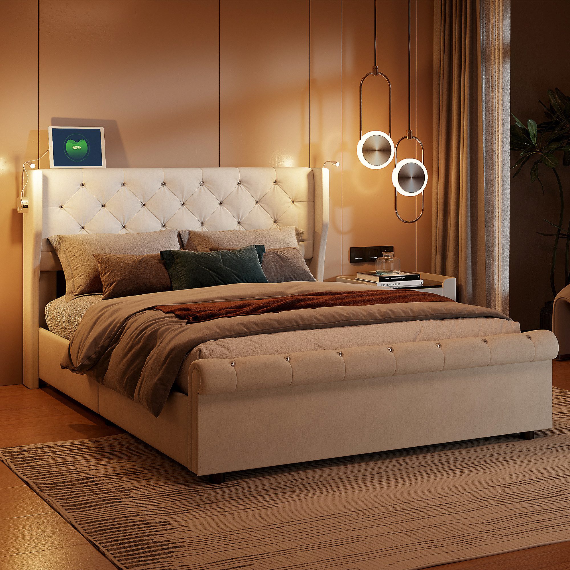 PXloue Polsterbett Doppelbett Stauraumbett 140x190 cm günstig online kaufen