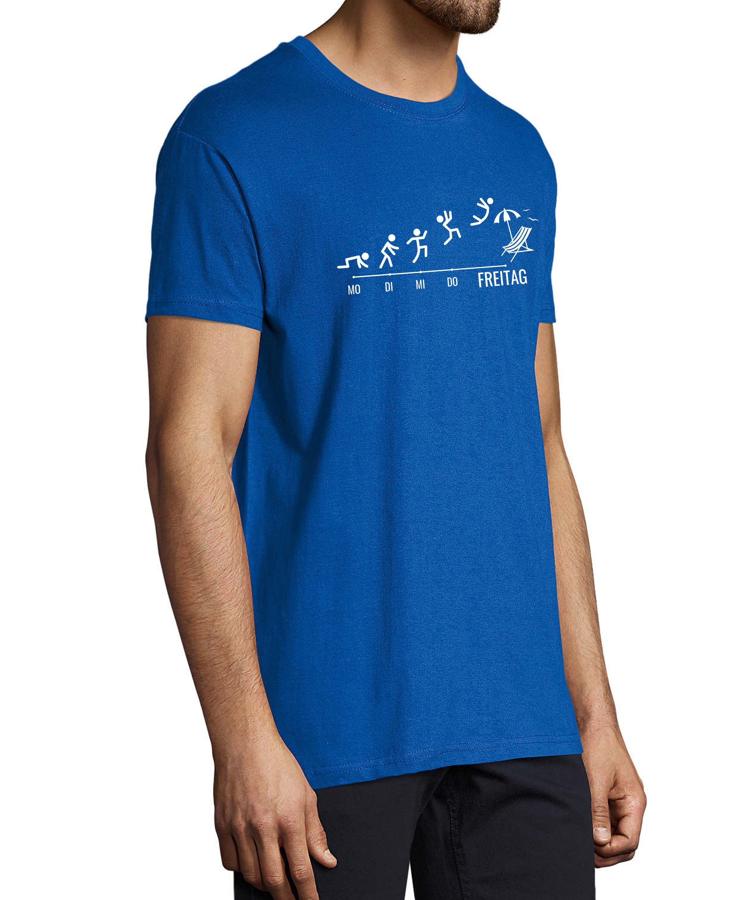MyDesign24 T-Shirt Herren Fun Wochentage Aufdruck Baumwollshirt - Strichmännchen mit blau Print i309 royal Regular mit Shirt Fit