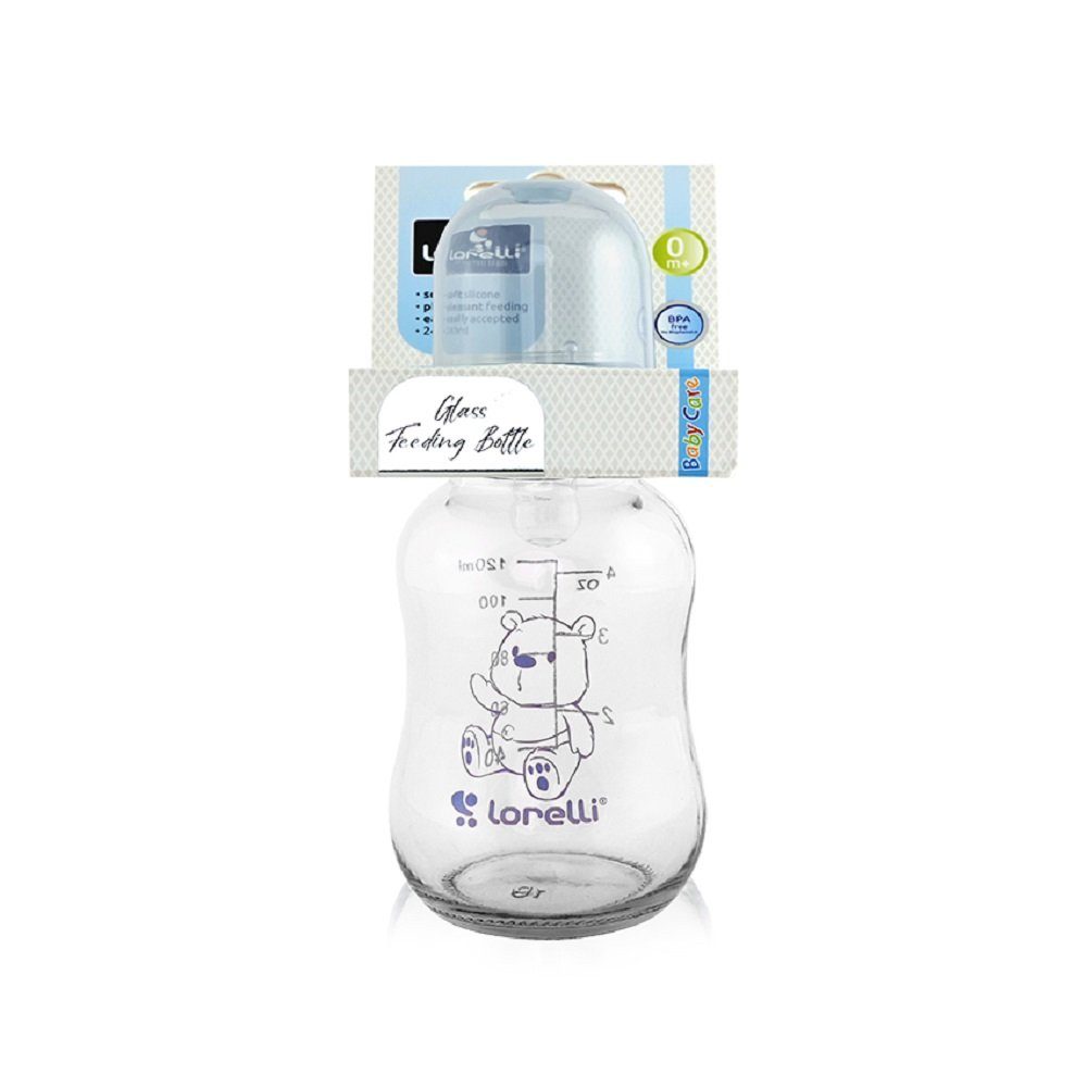Sauger Baby Lorelli Glasflasche Babyflasche ml, 120 Deckel, Trinkglasflasche, Babyflasche, dunkelblau