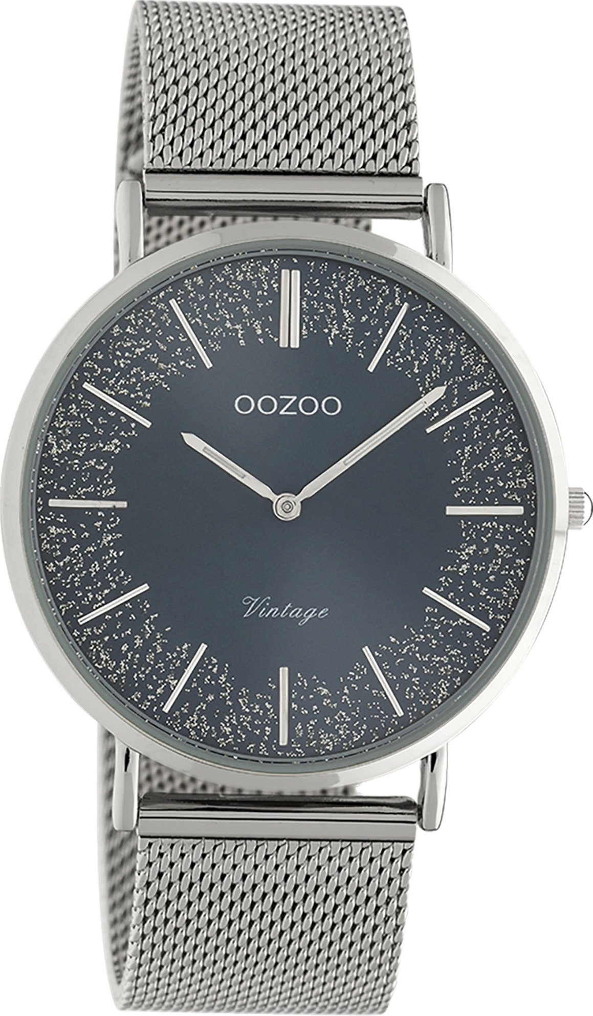 OOZOO Quarzuhr Oozoo Damen Armbanduhr silber Analog, (Analoguhr), Damenuhr rund, groß (ca. 40mm) Edelstahlarmband, Elegant-Style