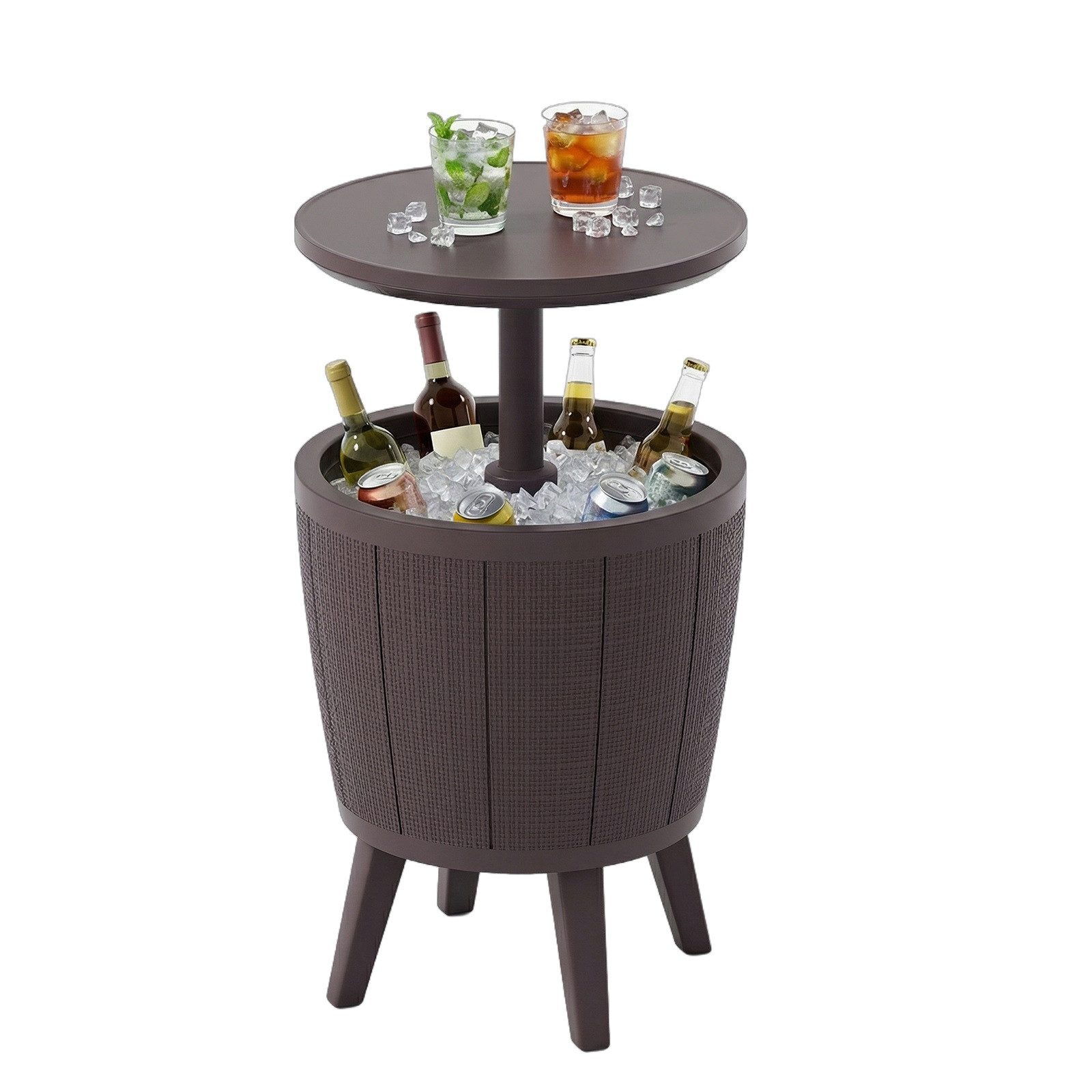 KOMFOTTEU Gartentisch, Kühltisch Getränkekühler mit Ablassventil, Bar-Tisch