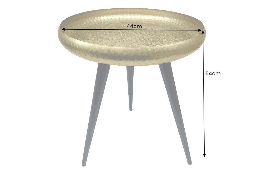 riess-ambiente Beistelltisch ORIENT 55cm messing gold / schwarz · Wohnzimmertisch aus Metall (Einzelartikel, 1-St), orientalischer Teetisch · rund · handmade · Hammerschlag Design. € 35,95
