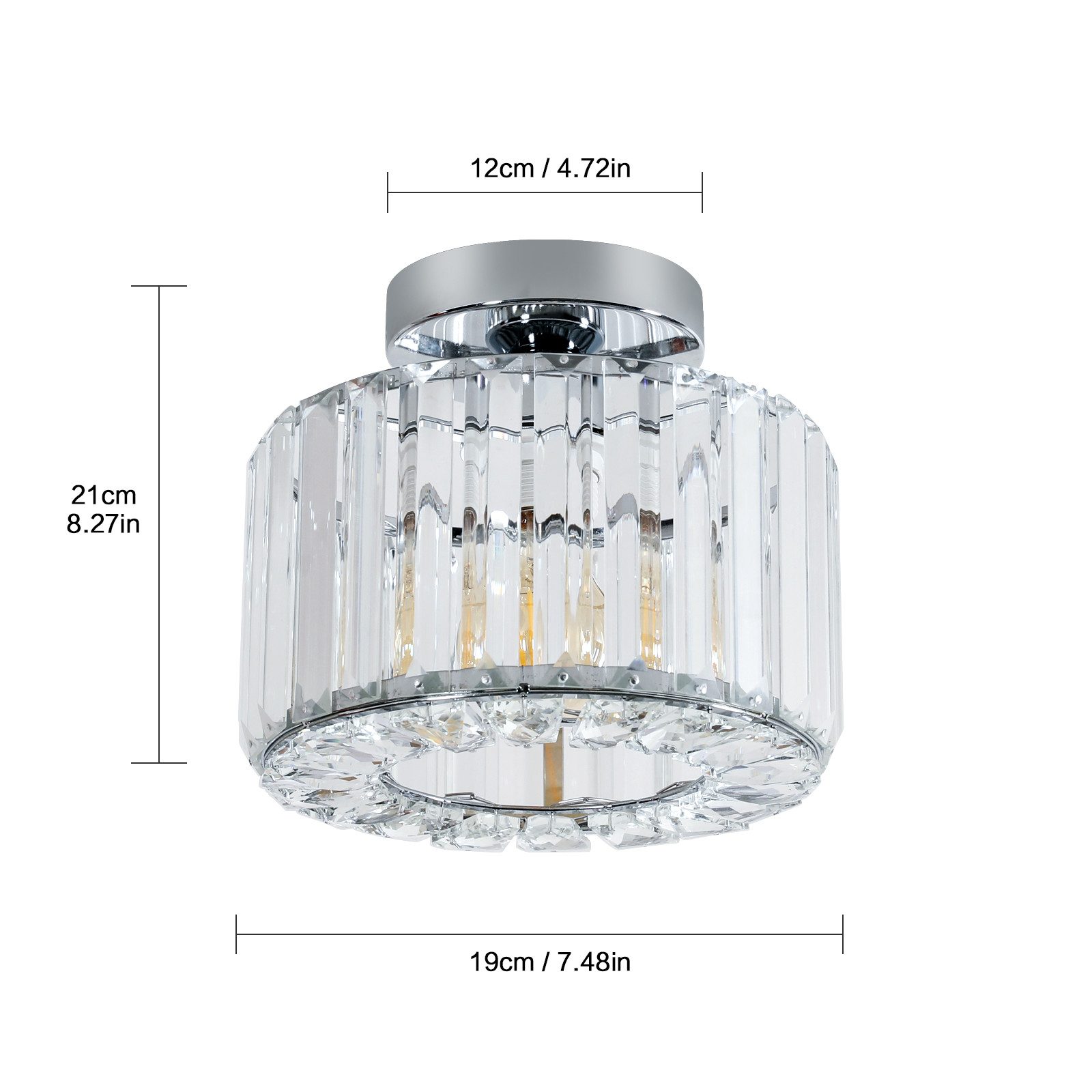 Riserva Deckenleuchten Deckenleuchte Kristall chrom rund, E27, 21cm, Deckenlampe