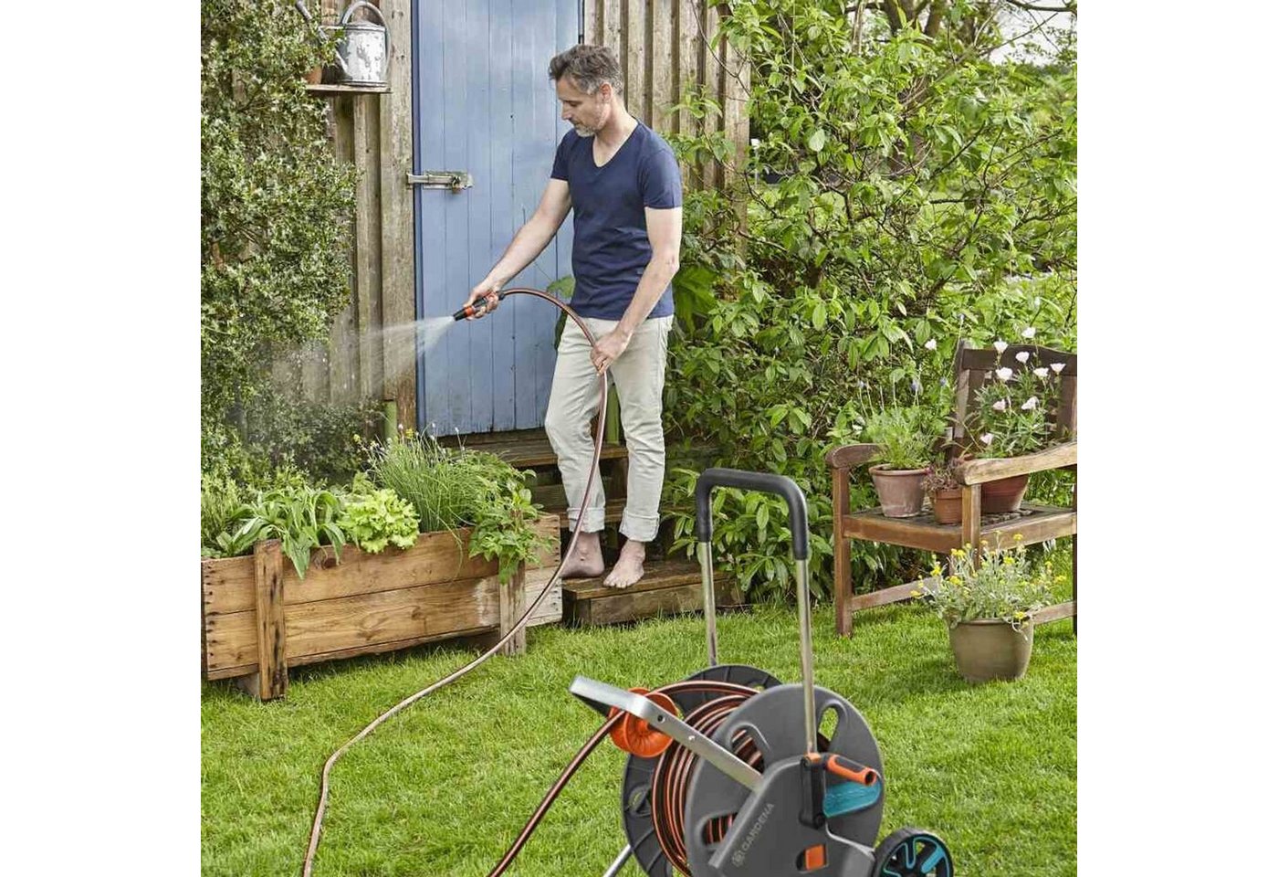 Thumbnail - GARDENA Schlauchaufroller Schlauchwagen AquaRoll L Easy