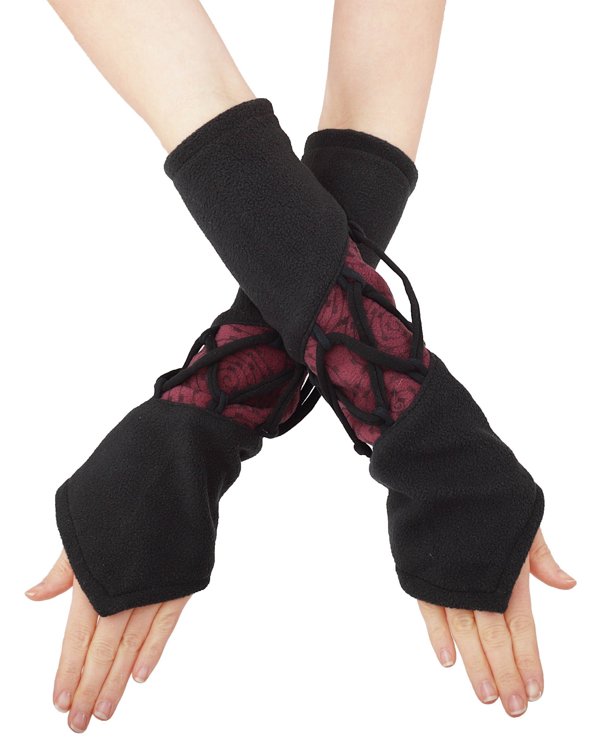 PUREWONDER Armstulpen Pulswärmer Handstulpen aus Fleece mit Schnürung hw4 (1 Paar)