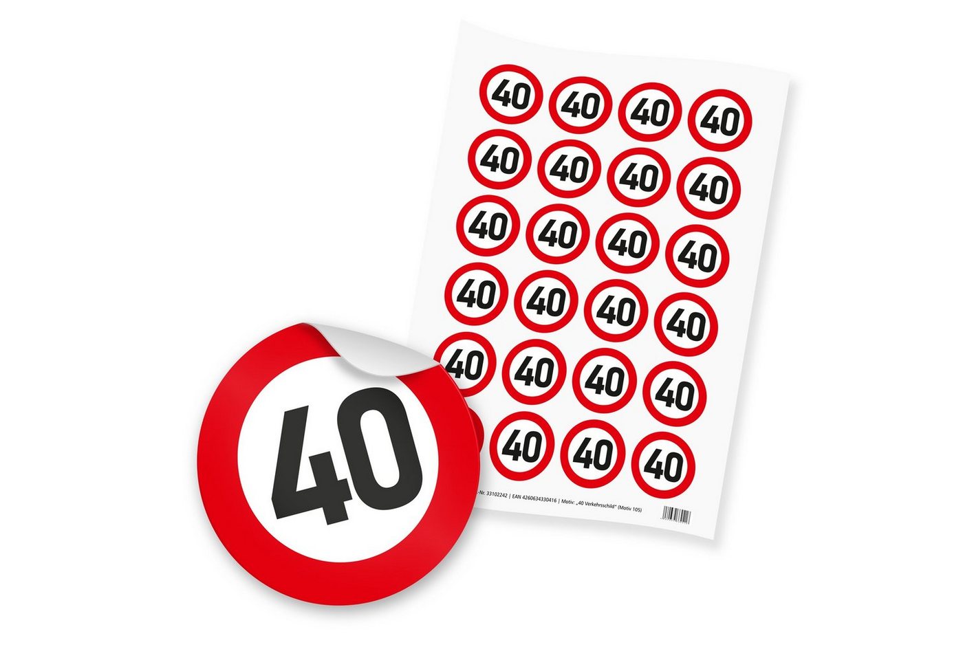 itenga Aufkleber itenga 24x Sticker "40" Verkehrsschild (Motiv 105)