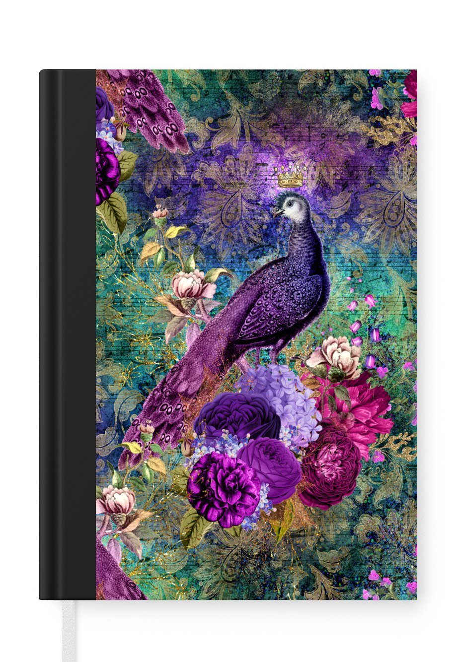 MuchoWow Notizbuch Muster - Lila - Pfau, Notebook, Notizblock a5, Tagebuch, Journal Liniert