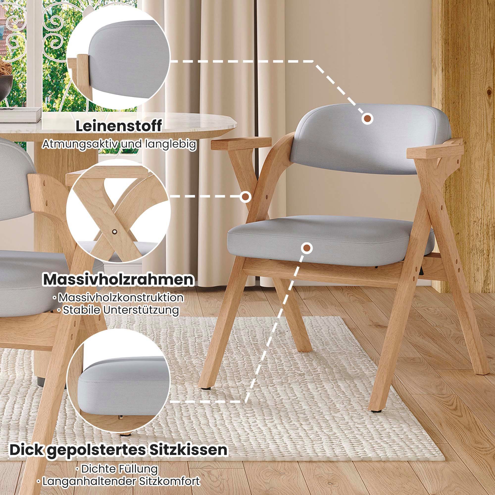 trends for living Esszimmerstuhl 6 klappbare Esszimmerstühle aus Massivholz bequem und atmungsaktiv (6 St), faltbar und verstaubar, geeignet für Esszimmer, Wohnzimmer, Café