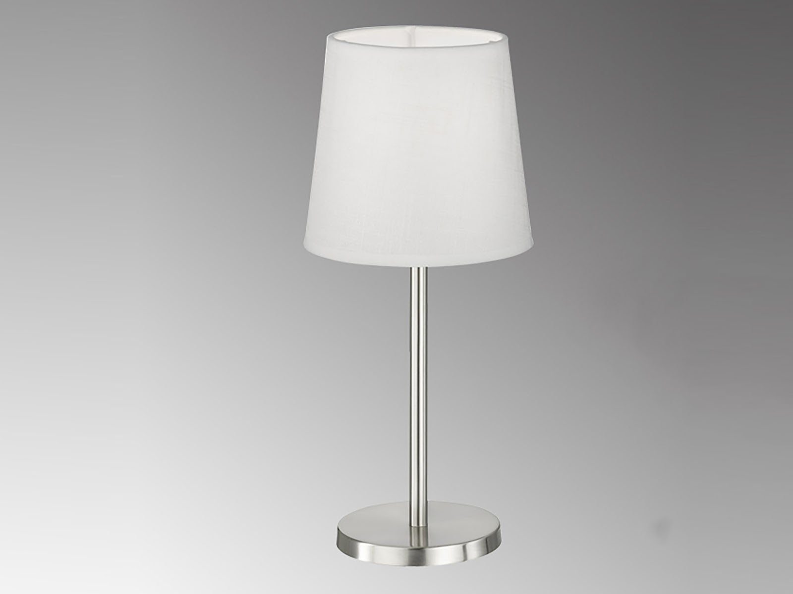 FHL easy! Stoff LED wechselbar, Lampenschirm Weiß, Nachttischlampe, mit Warmweiß, Design-klassiker LED Höhe Silber-Weiß 30cm kleine