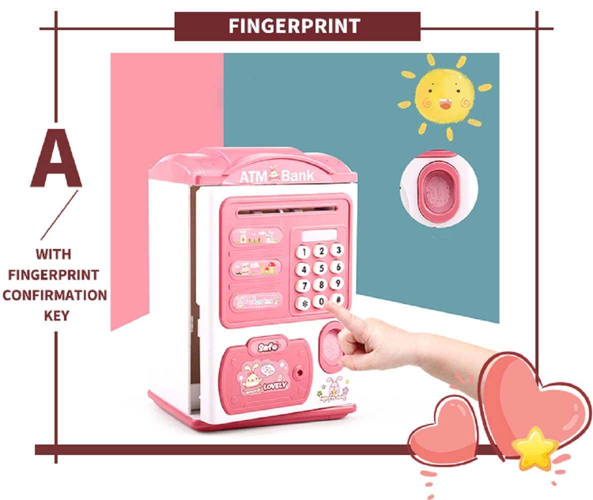 ATM-Maschine Spardose rosa Spardose Intelligente autolock Fingerabdruck Sparschwein Kinder