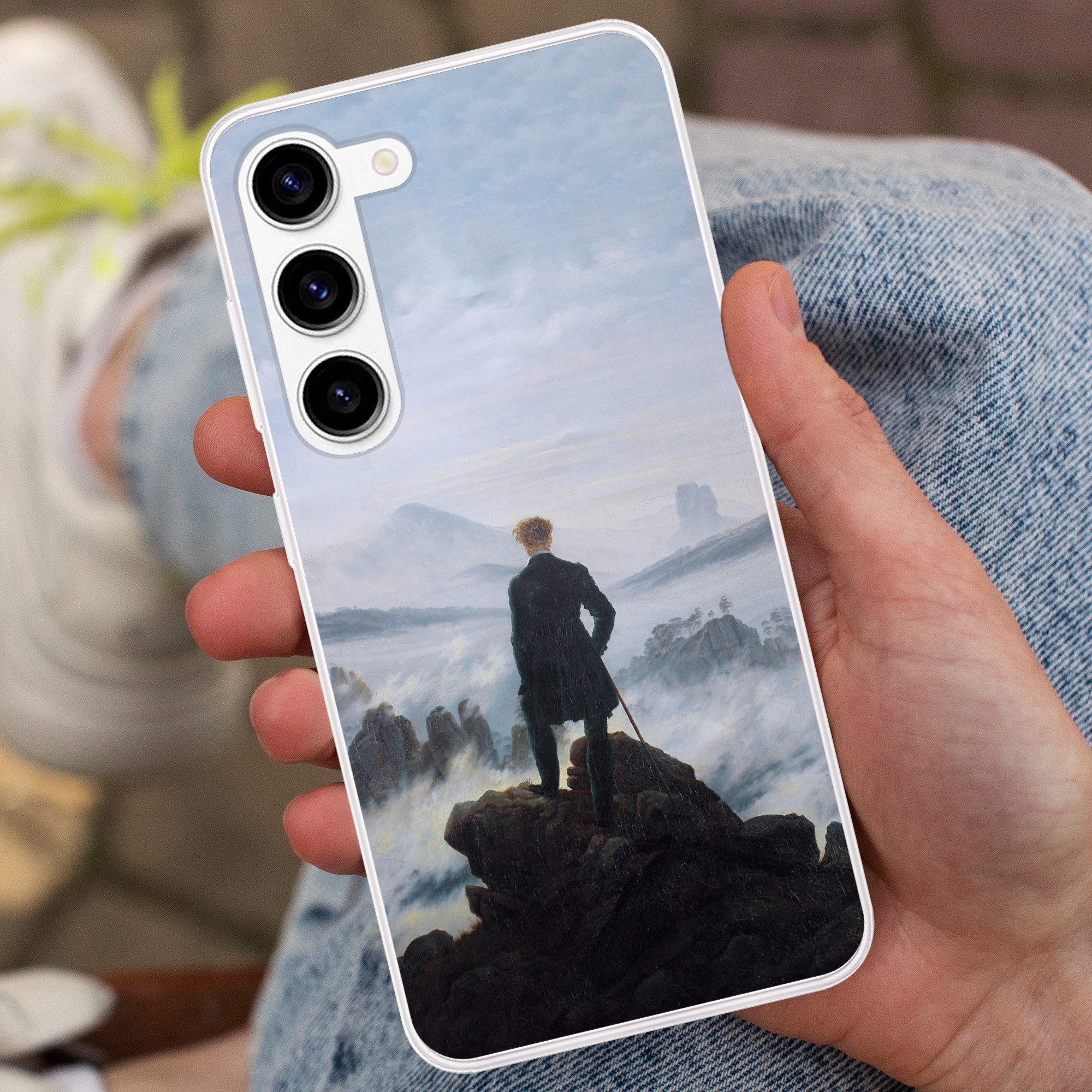 MuchoWow Handyhülle für Samsung Galaxy S23 Der Wanderer über dem Nebelmeer - Caspar David, Phone Case, Silikon, Schutzhülle Dünn