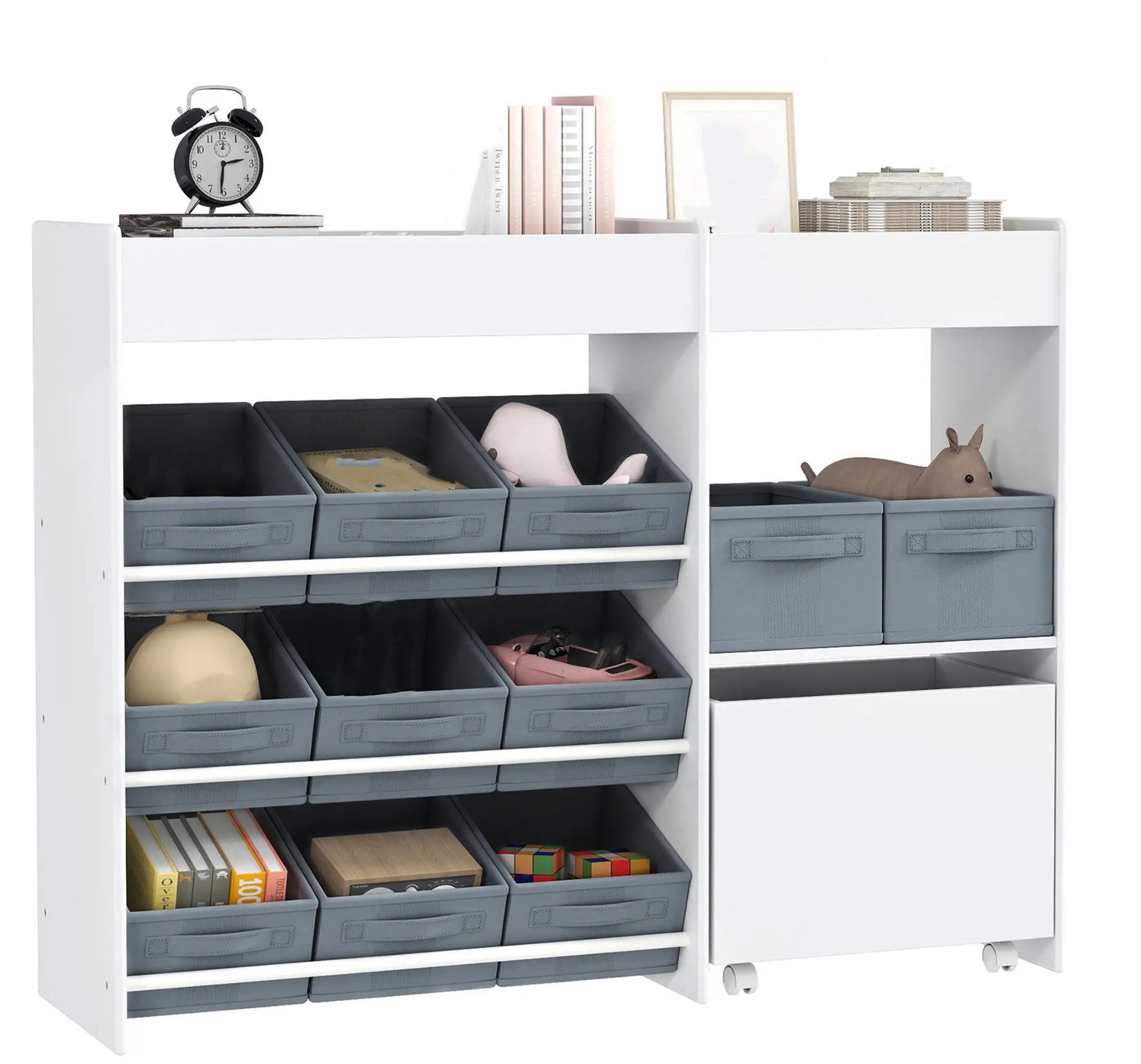XDeer Aufbewahrungskorb Kinder-Aufbewahrungsregal, Spielzeugschrank für, Kinder mit 11 Stoffboxen, Spielzeugaufbewahrung