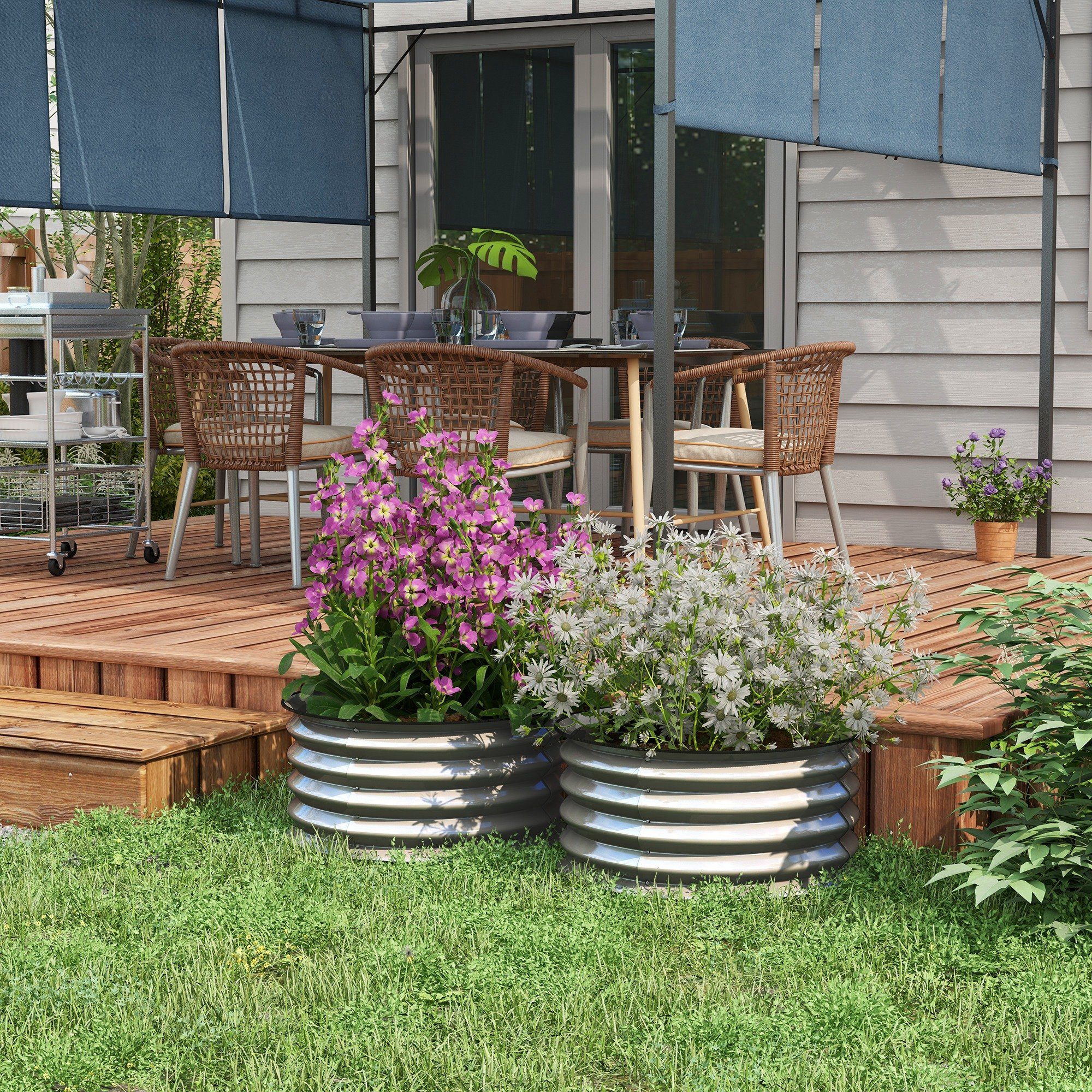 Outsunny Hochbeet 2er-Set Blumenkasten, Kräuterbeet mit günstig online kaufen