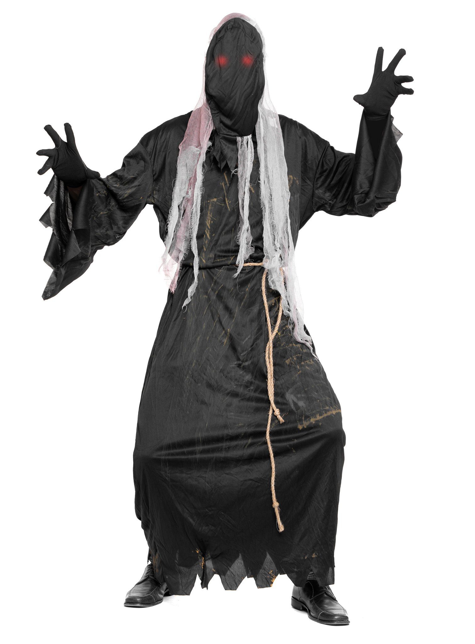 Fun World Kostüm Ghoul - Horror Halloween Kostüm Herre Damen, Gruseliges Halloweenkostüm mit Leuchtaugen