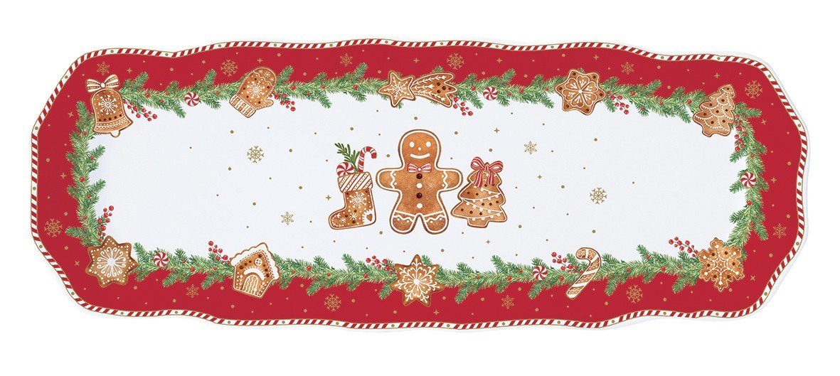 Gingerbread, Porzellan Servierplatte B:14cm easylife Fancy L:37cm Porzellan, Mehrfarbig