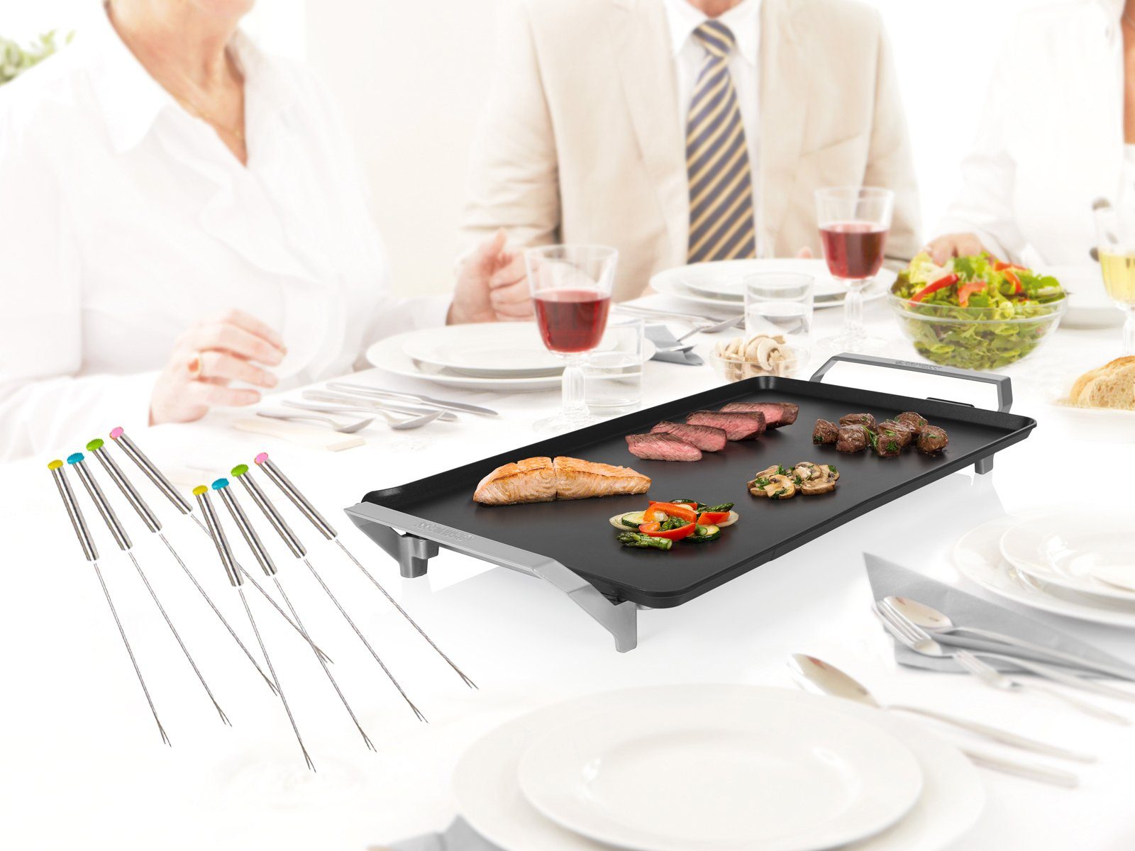 PRINCESS Teppanyakigrill, 2500 W, Japanischer Tischgrill für Zuhause 6-8 Personen 36x60cm & Teppangabeln