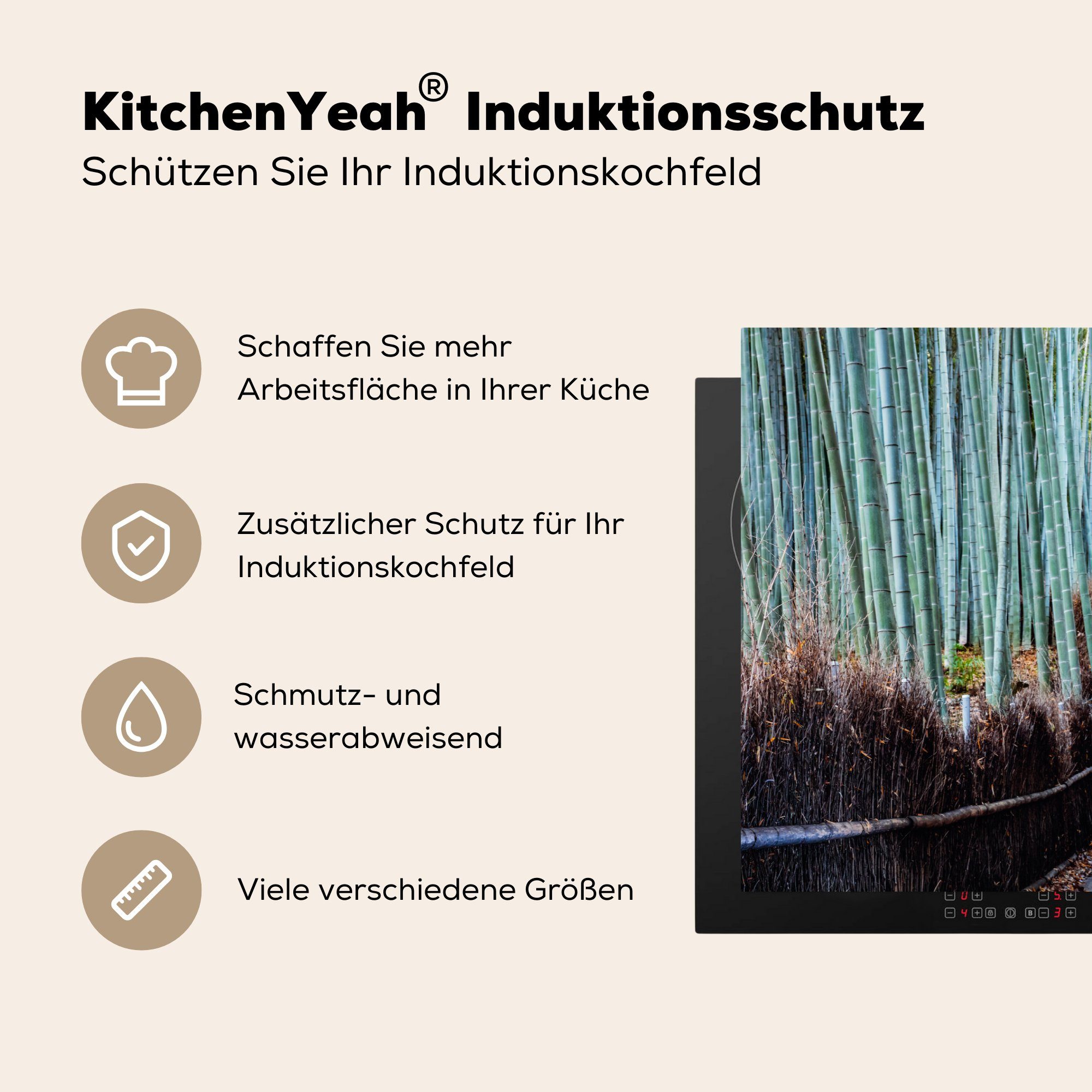 Frauen (1 Vinyl, die Induktionskochfeld 81x52 - Regenschirm, - küche, Herdblende-/Abdeckplatte Bamboo für MuchoWow Ceranfeldabdeckung cm, Schutz tlg),