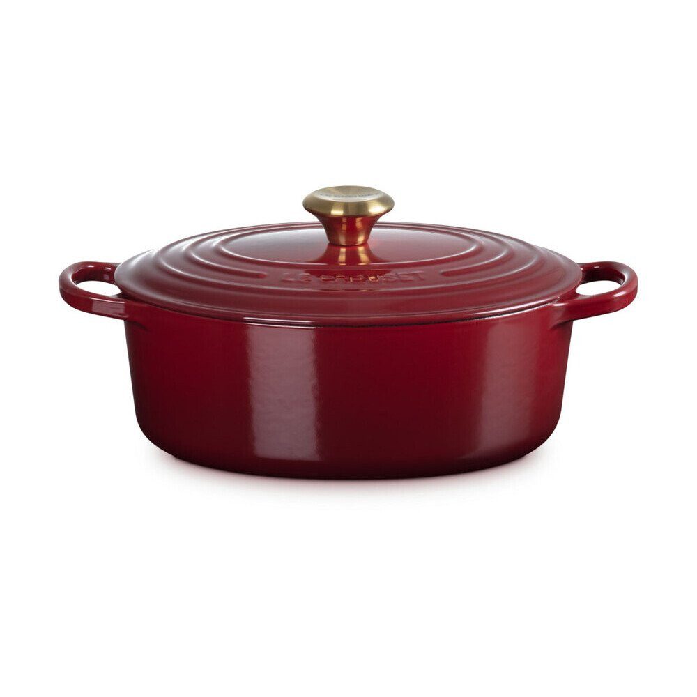 LE CREUSET Bräter Bräter mit Deckel 31 cm Signature Garnet, Gusseisen, Schmortopf, Cocotte, Bratentopf, ca. 6-7 Personen, Ø31cm, Gusseisen