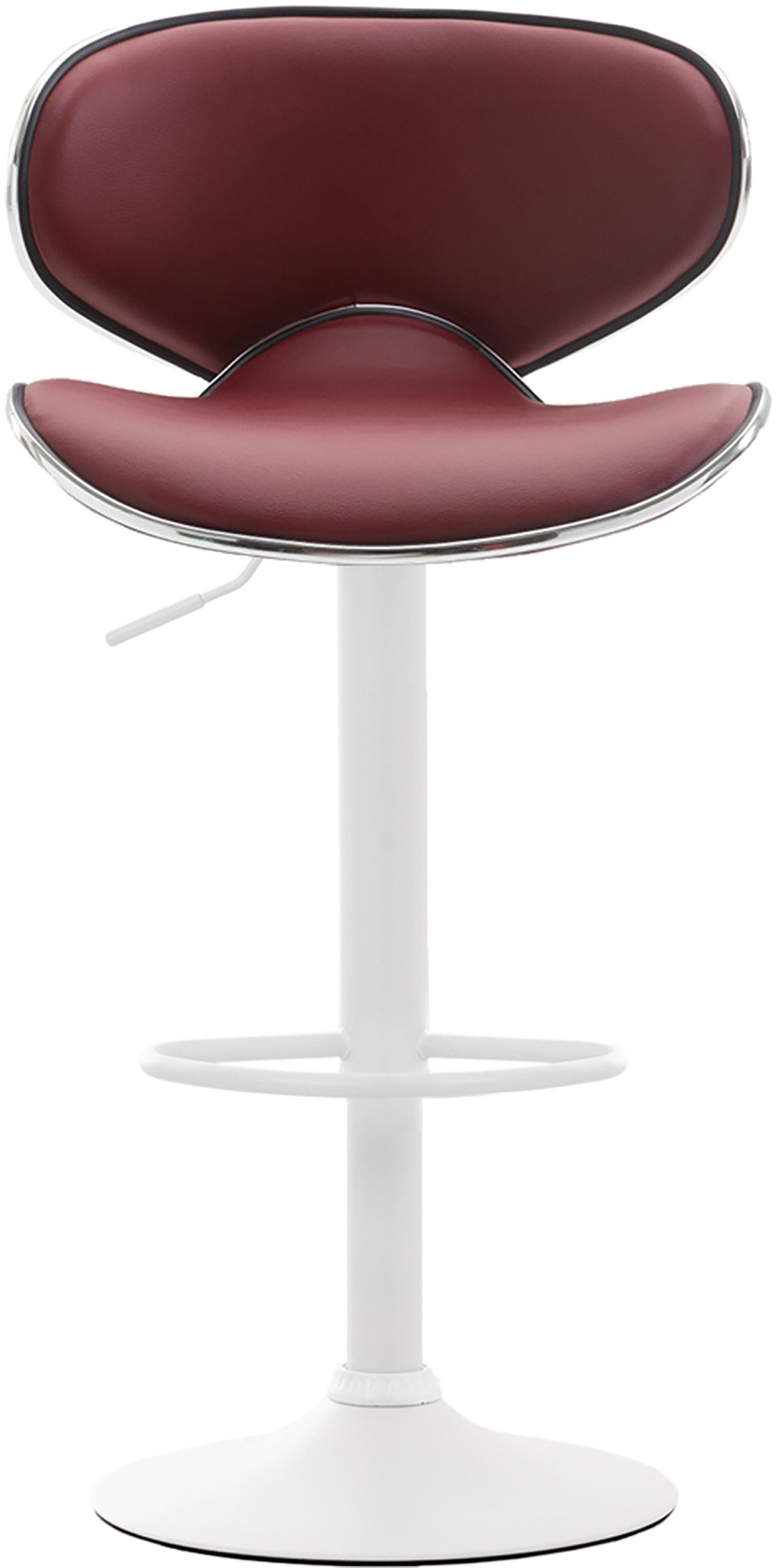 Barhocker Bordeauxrot - & - Las-Palmas - Küche), (mit 360° hoher für Rückenlehne drehbar Kunstleder höhenverstellbar Metall weiß Theke Sitzfläche: - TPFLiving Hocker