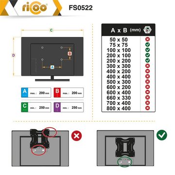 RICOO FS0522 TV-Ständer, (bis 42 Zoll, TV Standfuß Fernseher Stativ ausziehbar höhenverstellbar neigbar)