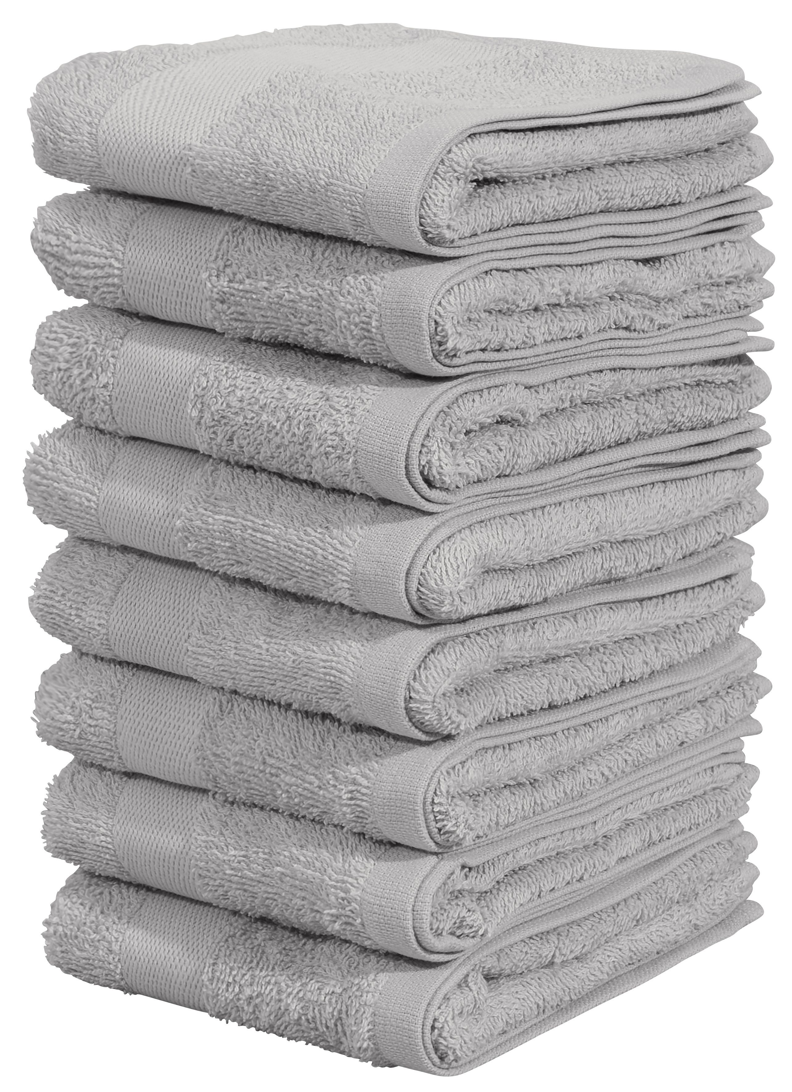 OTTO home Gästehandtücher Vanessa, 8 Gästehandtücher, 30x50cm, in Standard- und Premium-Qualität, Walkfrottee (Set, 8-St), Handtücher mit Bordüre, 100% Baumwolle, einfarbig, weich