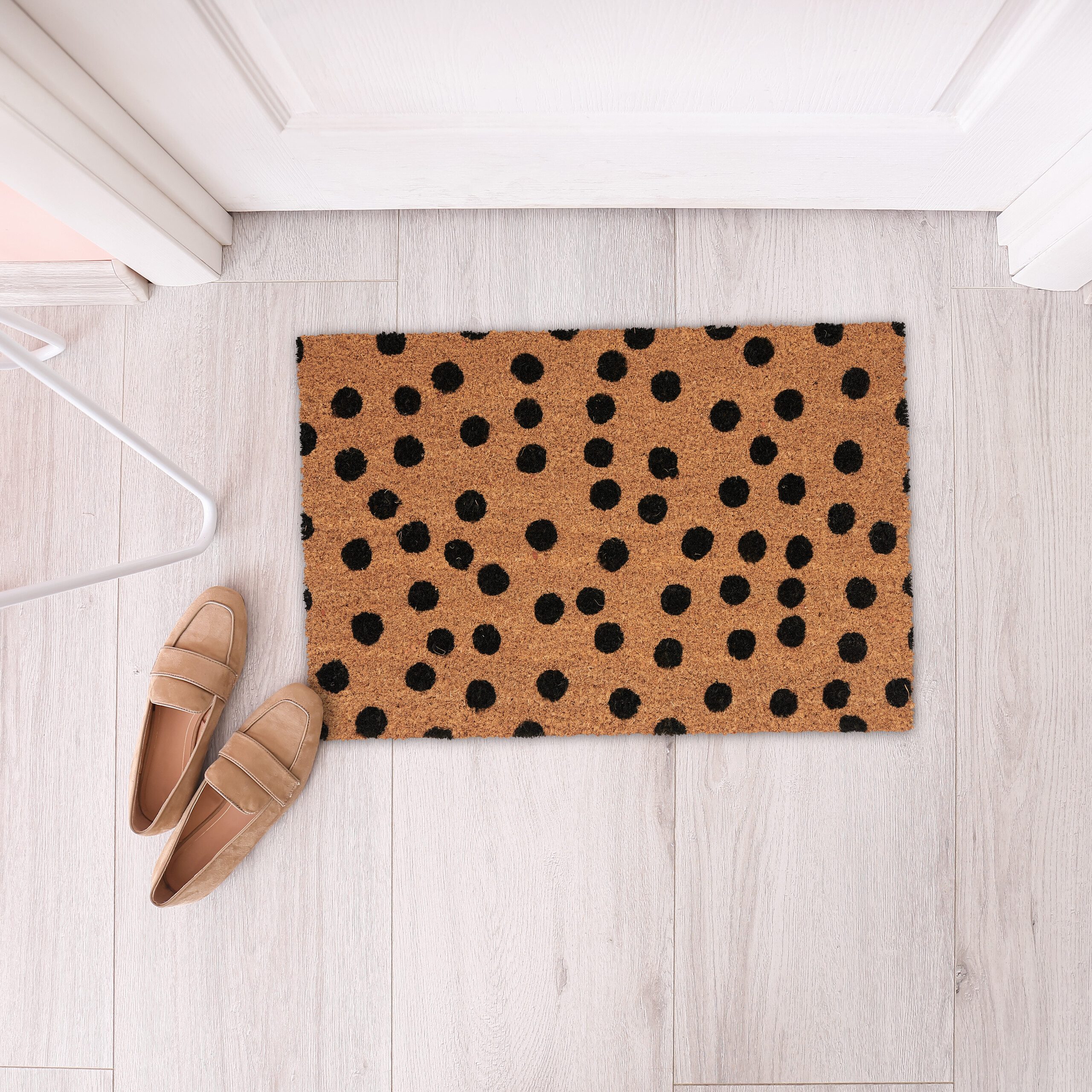 relaxdays Fußmatte Kokos Fußmatte mit Punkten, rechteckig, Höhe: 15 mm günstig online kaufen