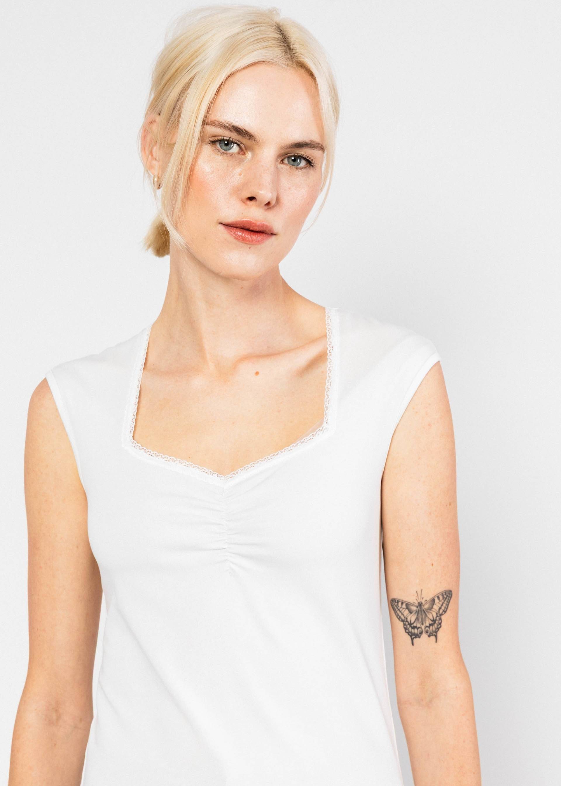 Blutsgeschwister T-Shirt - Damen Top mit Herzausschnitt - ärmelloses Sommertop - Let Romance Ru