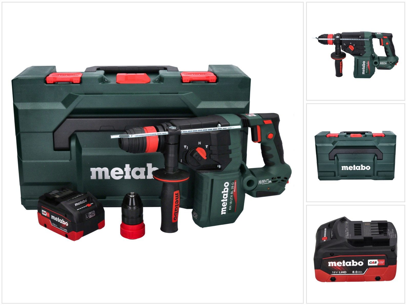metabo Akku-Bohrhammer KH 18 LTX BL 28 Q Akku Bohrhammer 18 V 3 J SDS plus Brushless + 1x