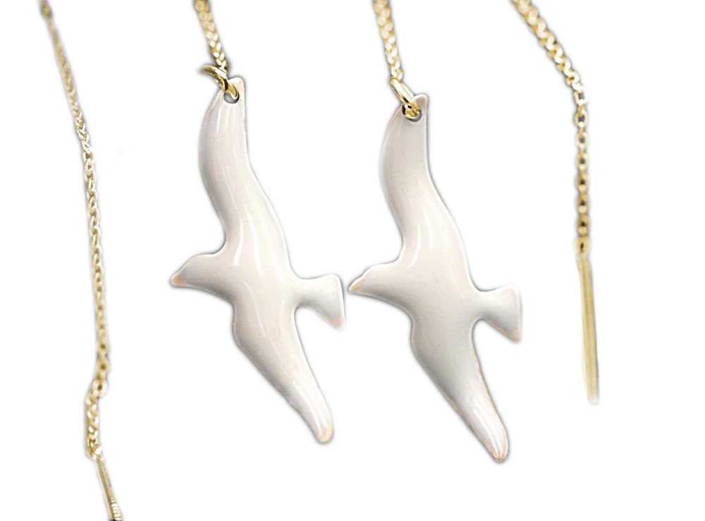 Villa Sorgenfrei Schmuckmanufaktur Paar Ohrhänger Goldene Möwen Kettchen Ohrringe