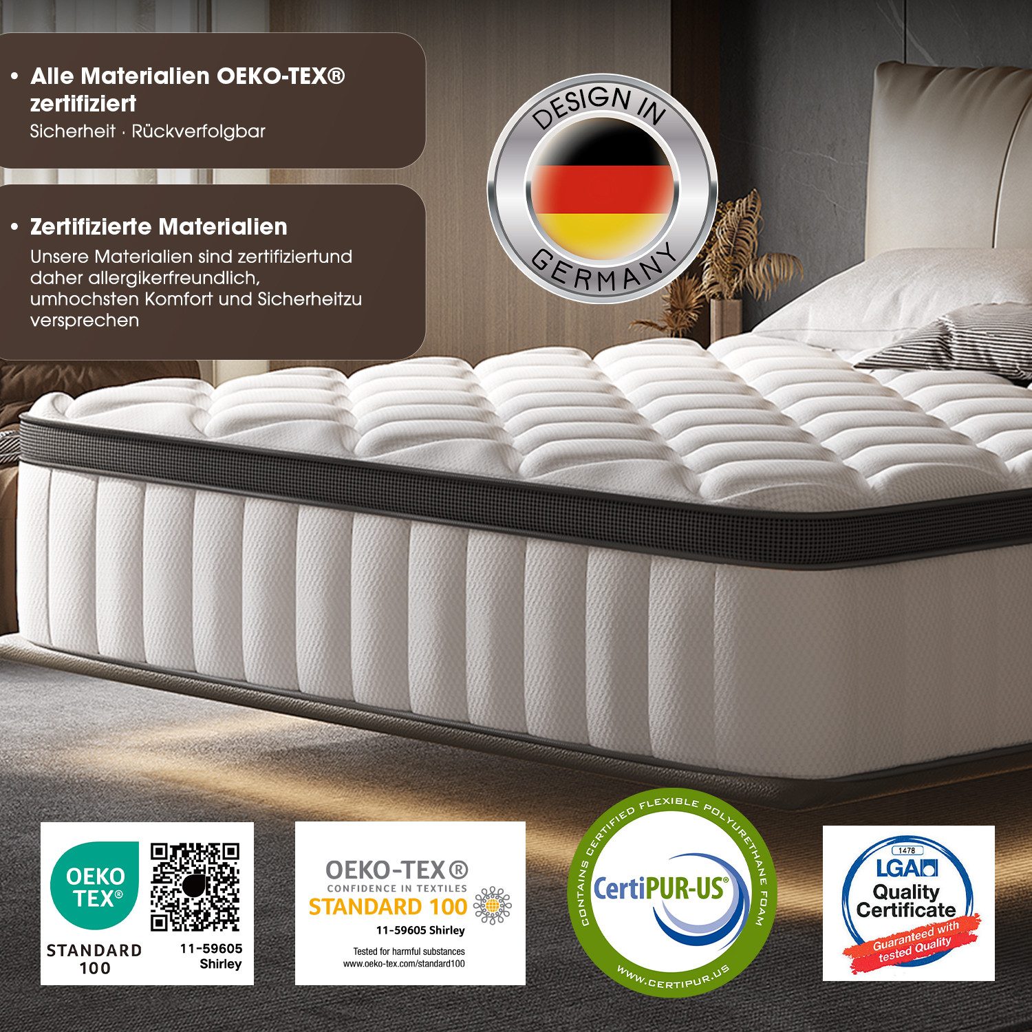Boxspringmatratze Taschenfederkernmatratze Matratze H3, 7-Zone Federkernmatratze, Hiazurm, 26 cm hoch, (Atmungsaktiv, Orthopädische, mit Spannbettlaken, Qualitätsmatratzen Für Kinder und Erwachsene), Matratze 180x200 cm