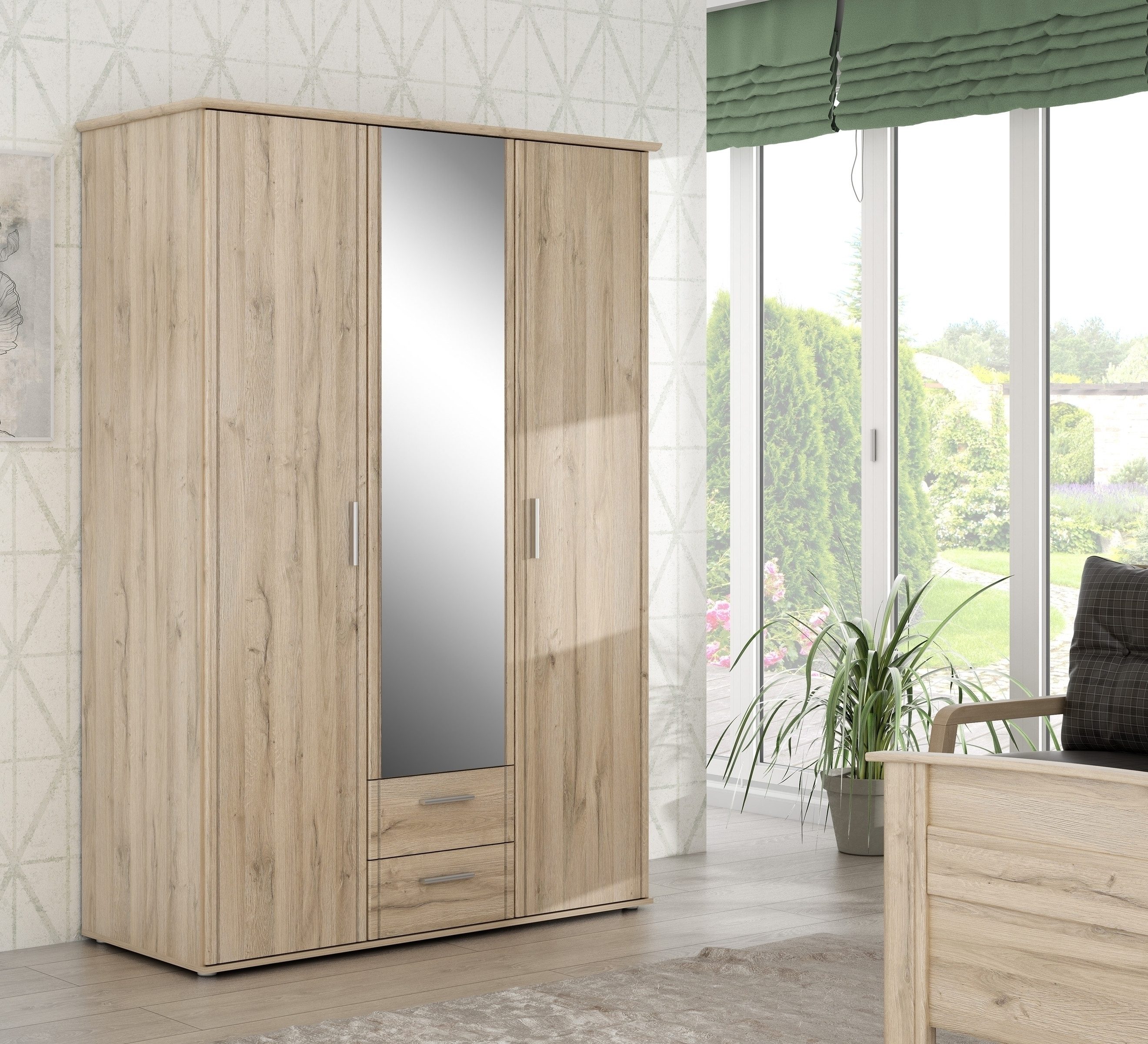 Kleiderschrank in Bianco Eiche - 139,2x200,8x59,6cm (BxHxT)