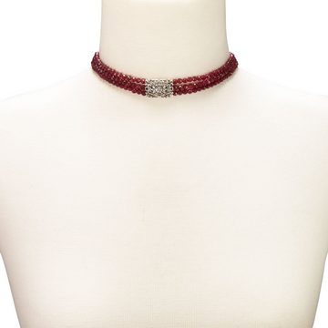 Alpenflüstern Collier Trachten-Perlen-Kropfkette Edda (rot), - nostalgische Trachtenkette, eleganter Damen-Trachtenschmuck, Dirndlkette