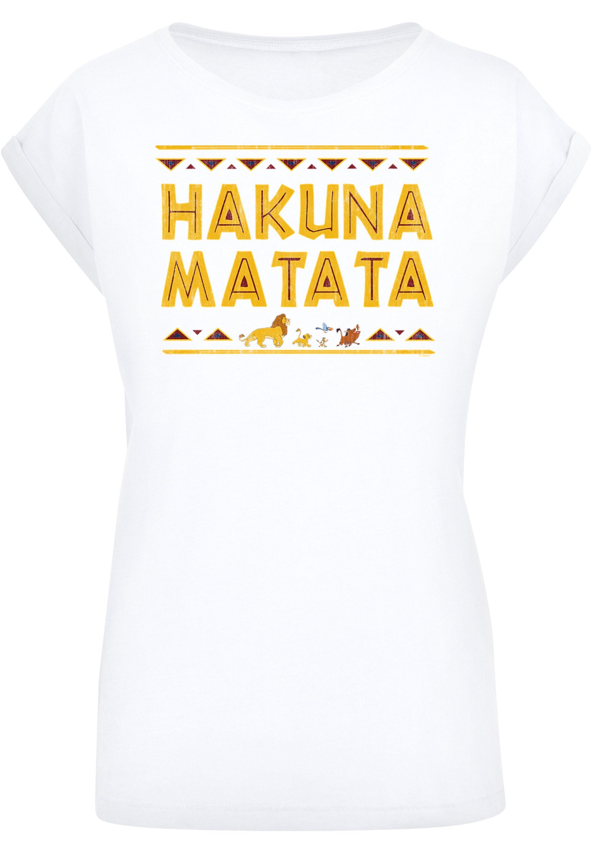 T-Shirt weicher Print, Tragekomfort der Hakuna Matata Disney Sehr Löwen Baumwollstoff König mit T-Shirt F4NT4STIC hohem